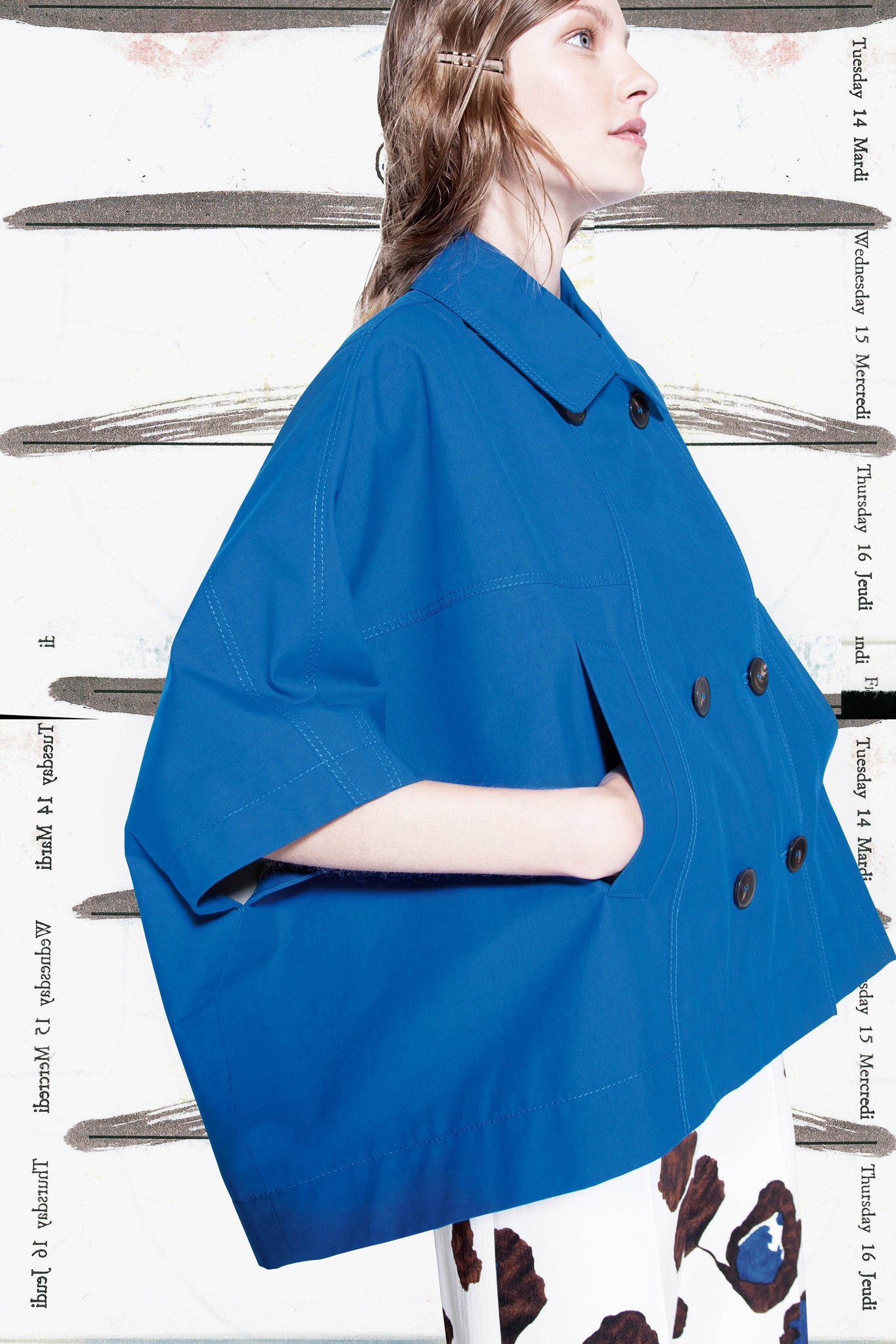 oversized blue cotton cape