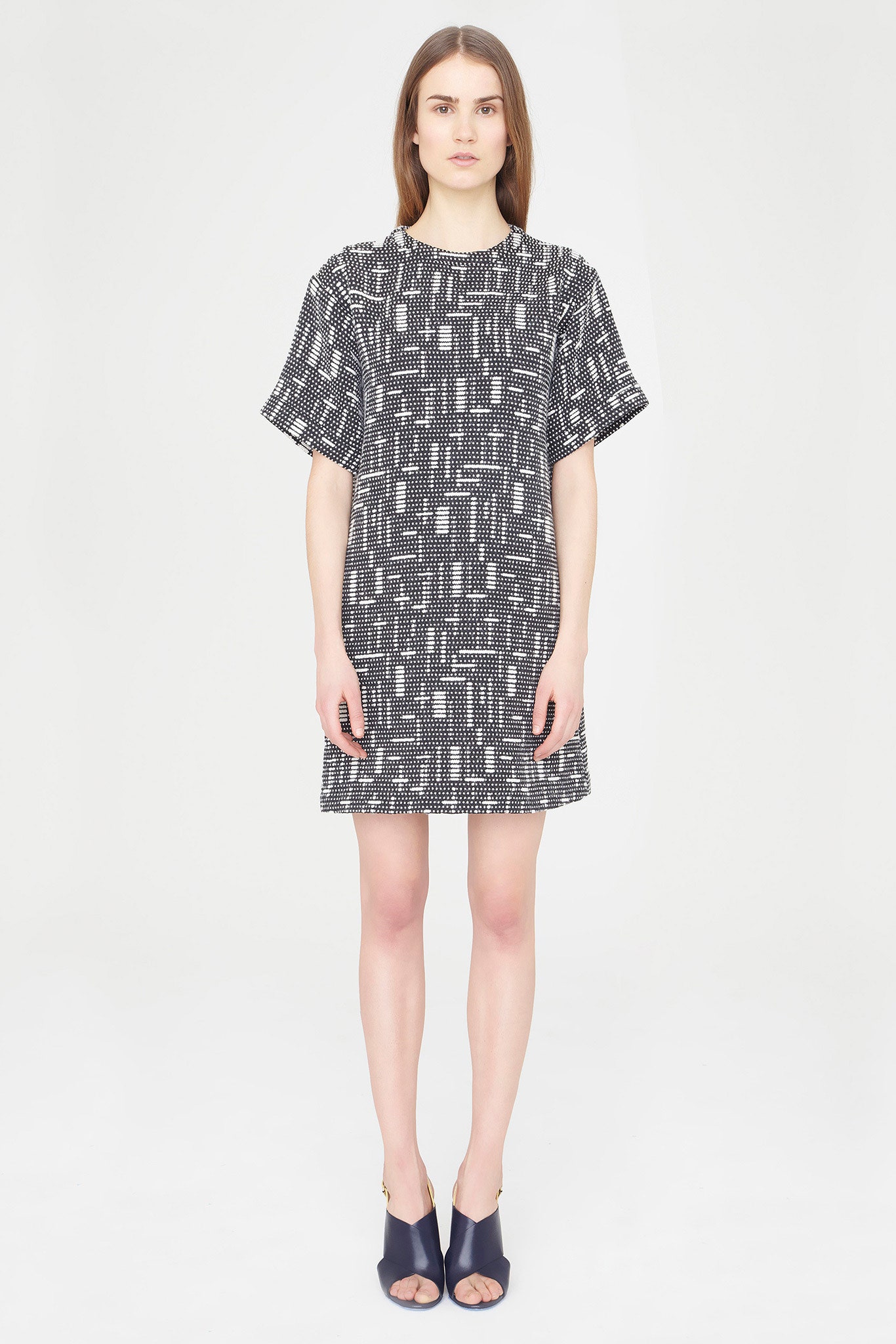 black and white printed mini dress
