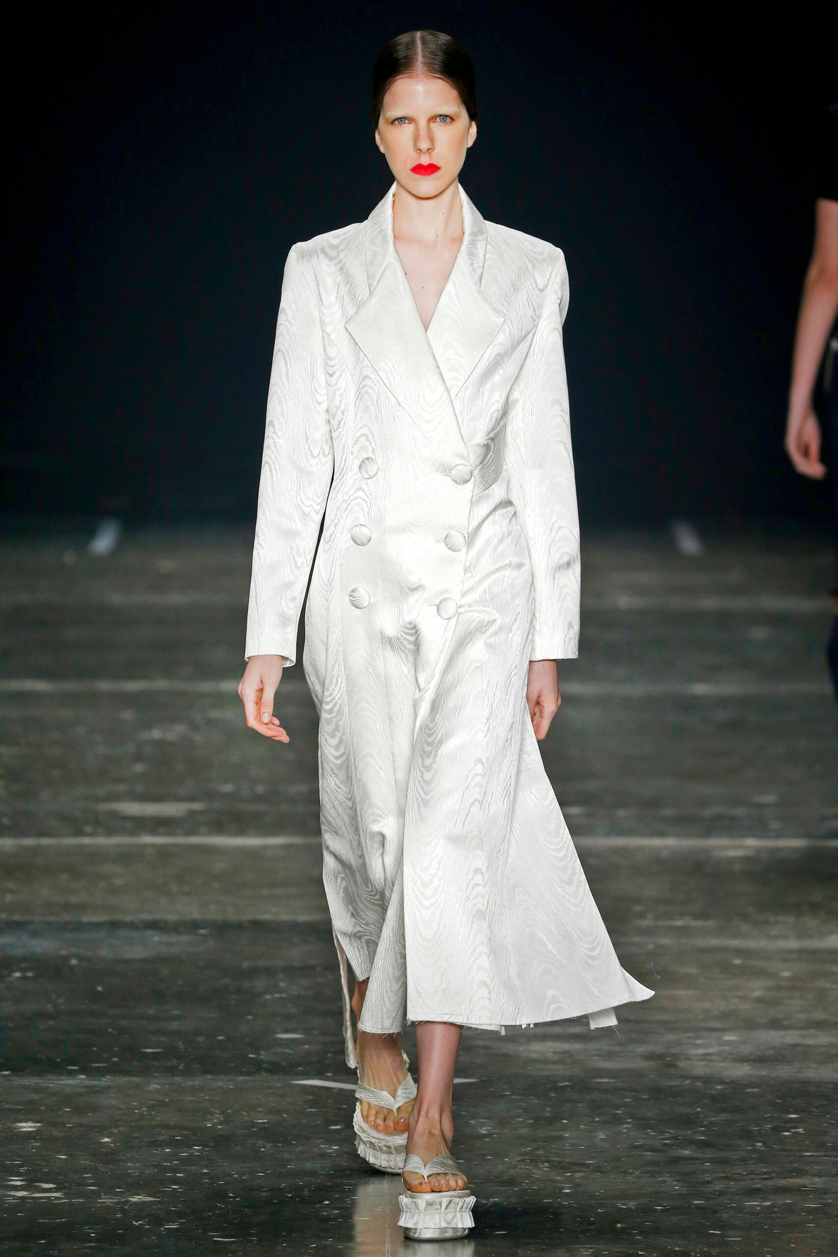 fitted white silk coat