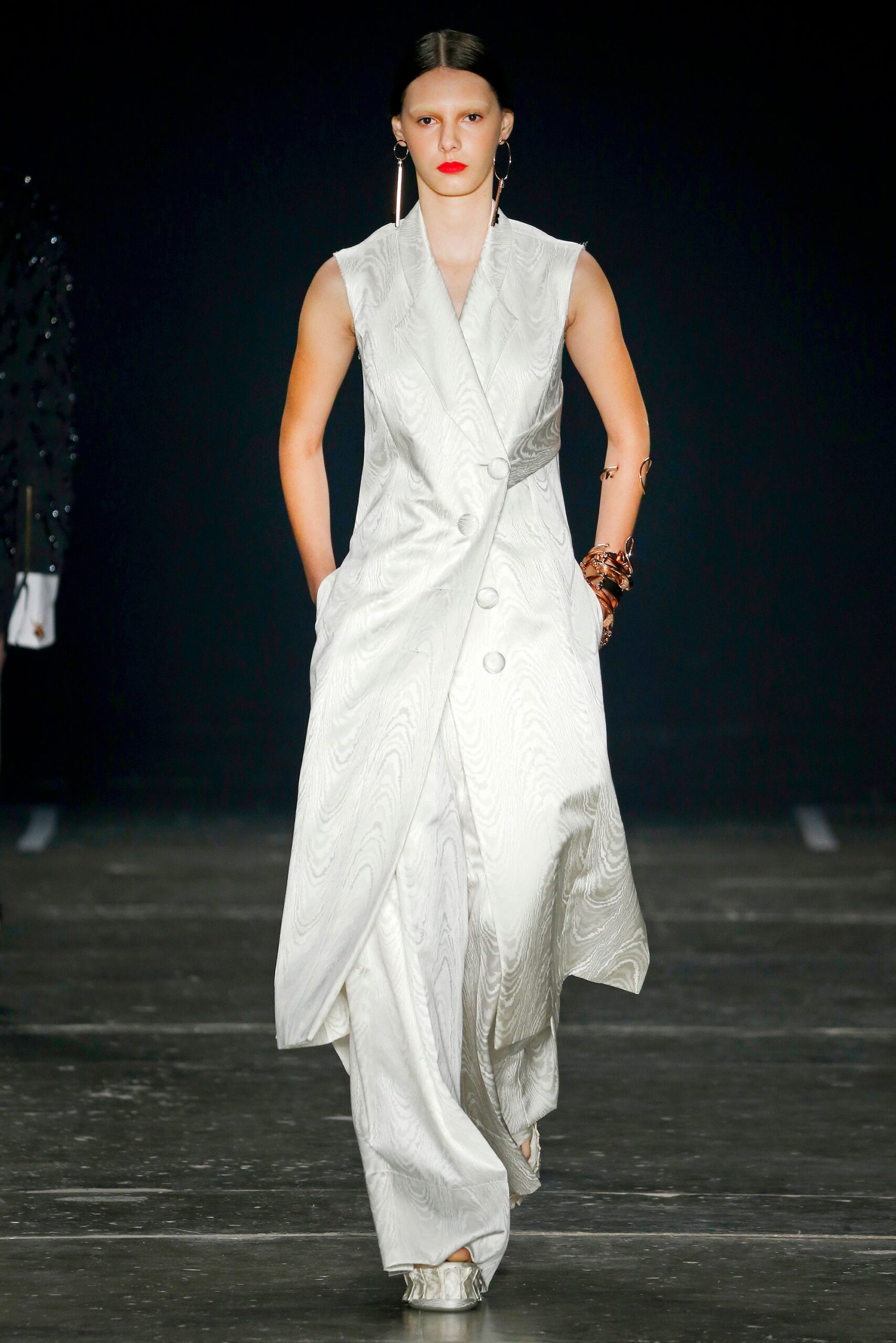 white silk sleeveless dress