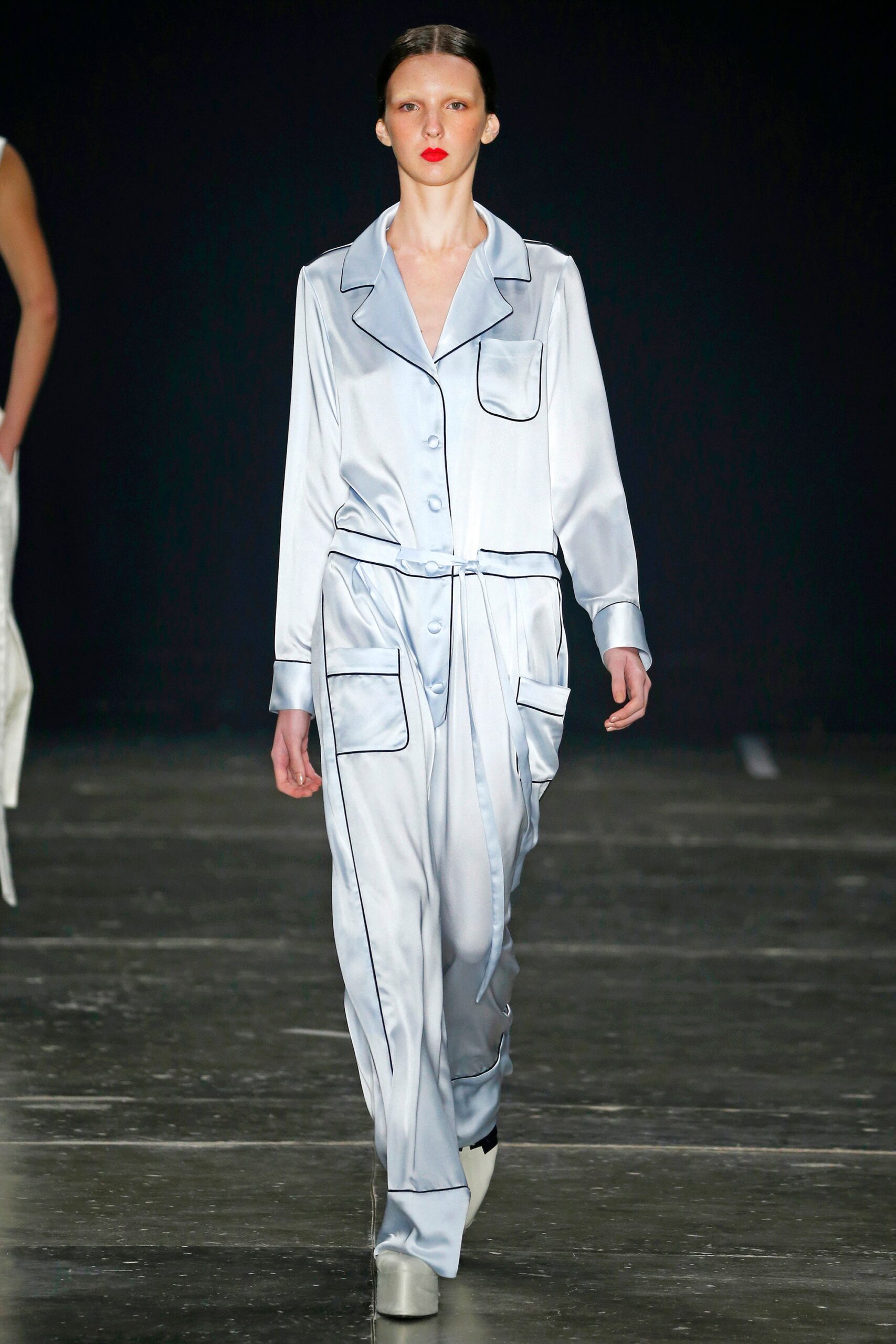 blue satin relaxed jumpsuit