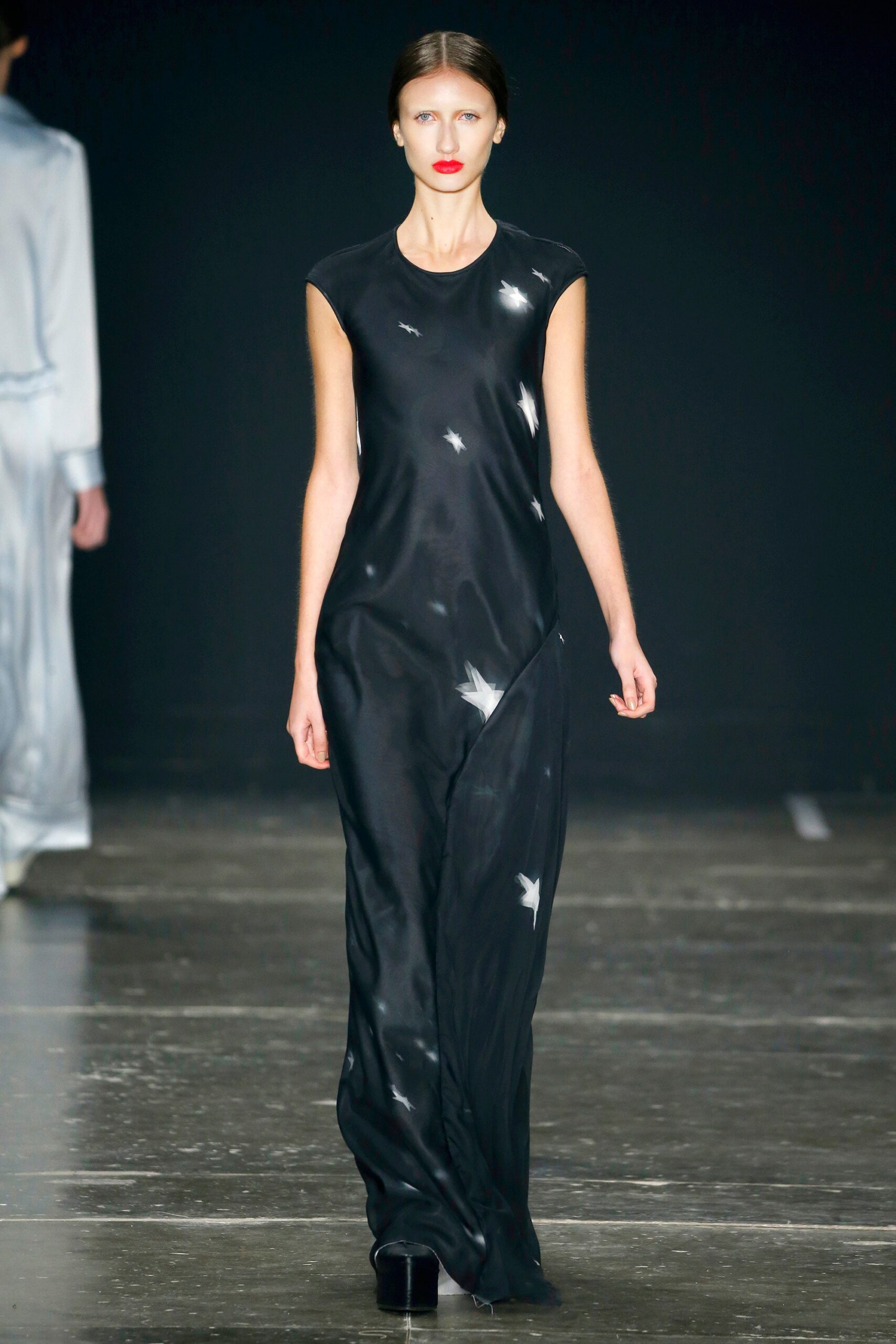 black silk fitted gown
