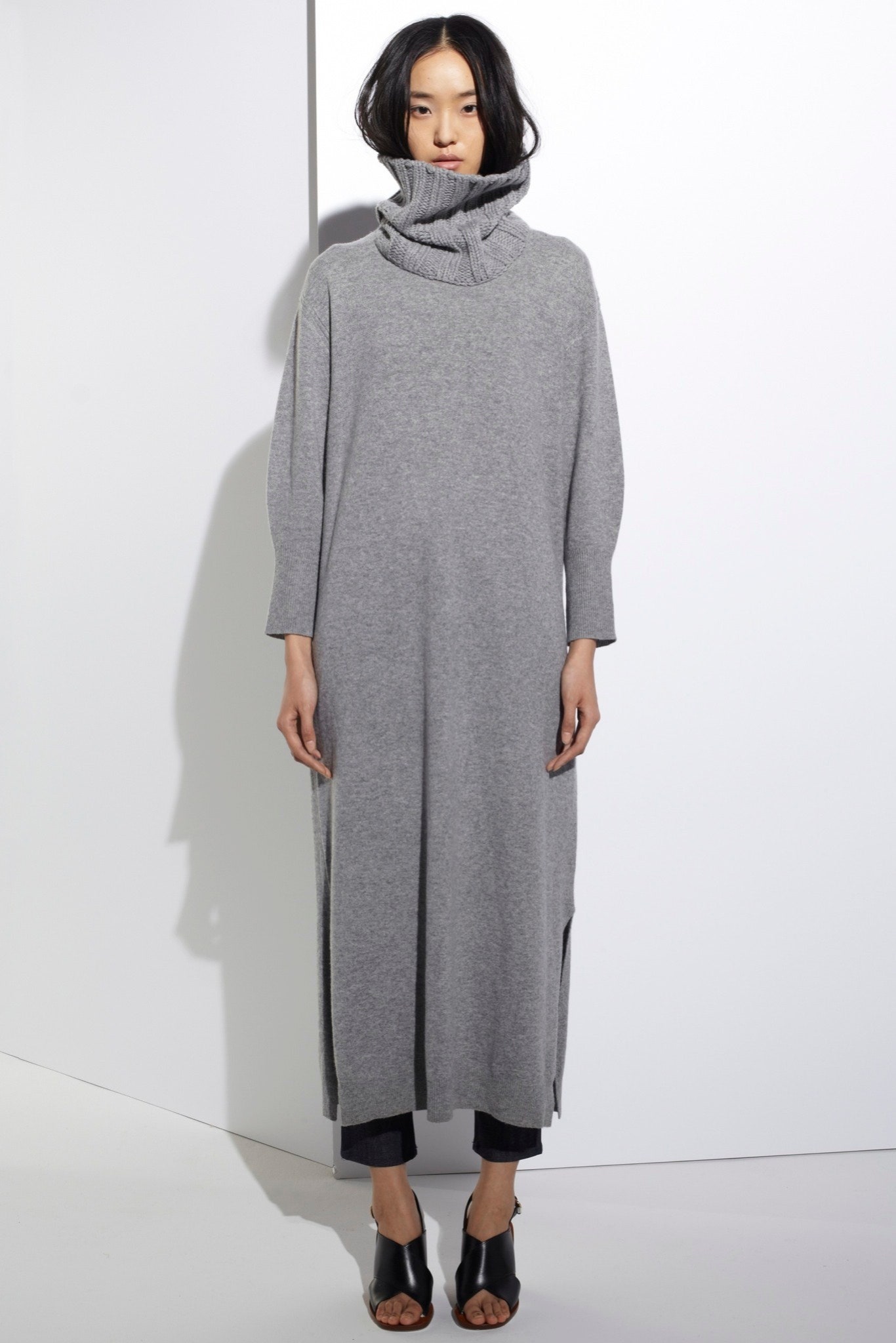 gray wool relaxed dress