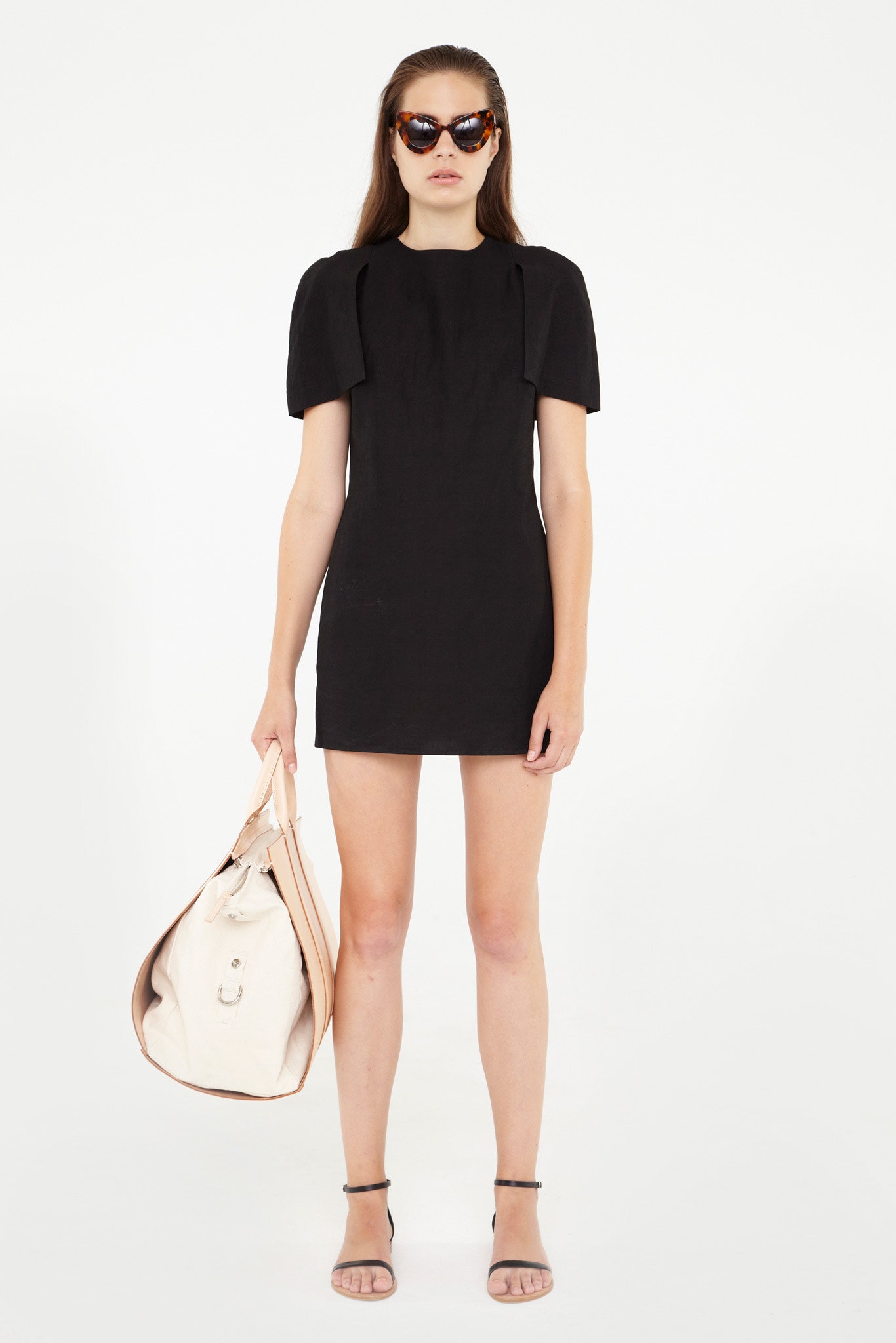 fitted black mini-dress