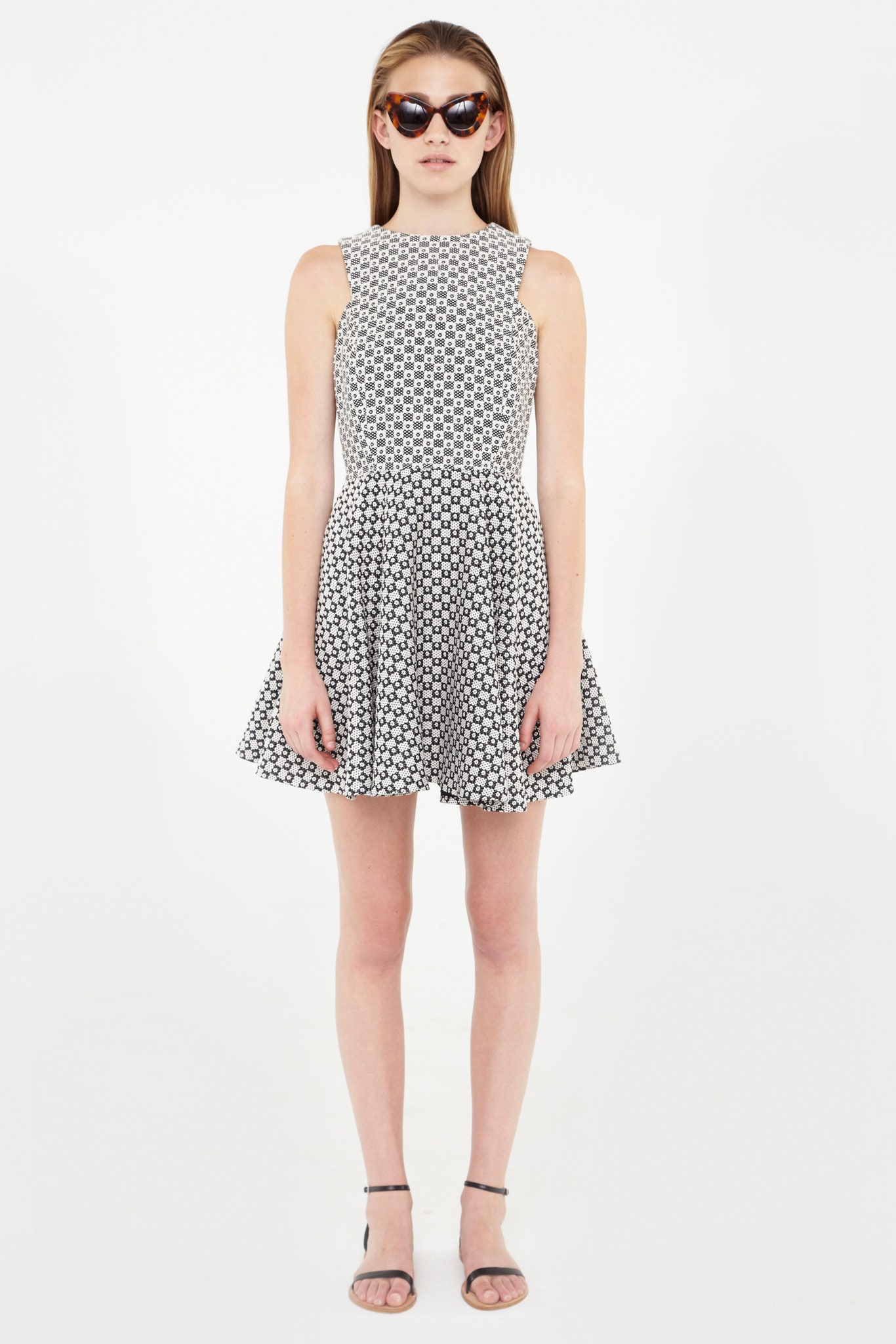 black and white pleated mini dress