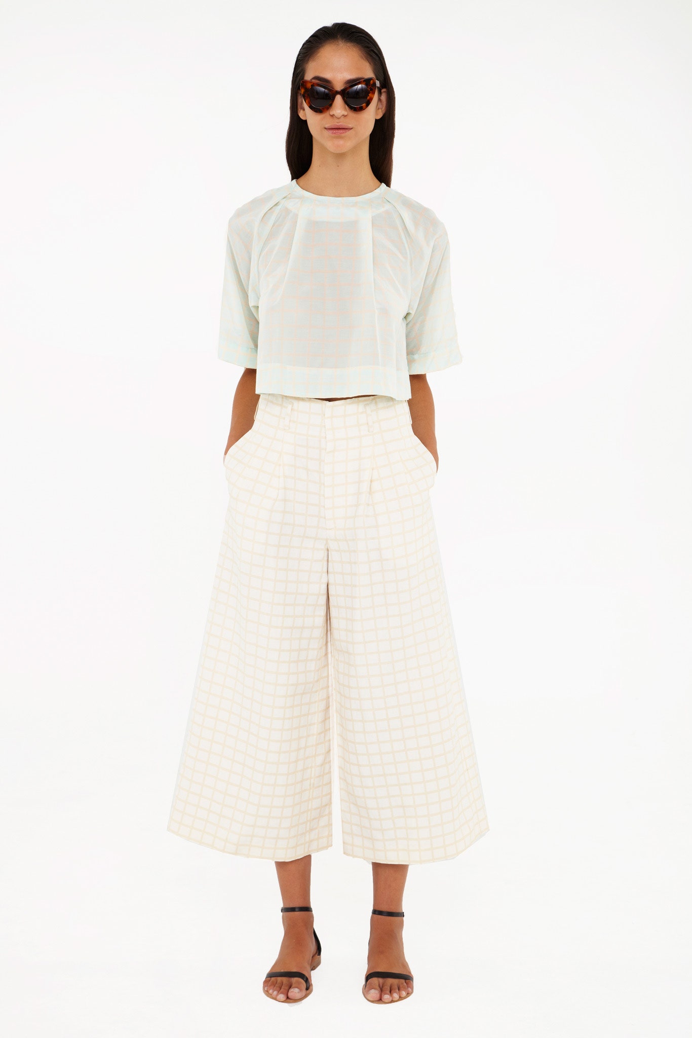 relaxed cropped top with wide-leg pants