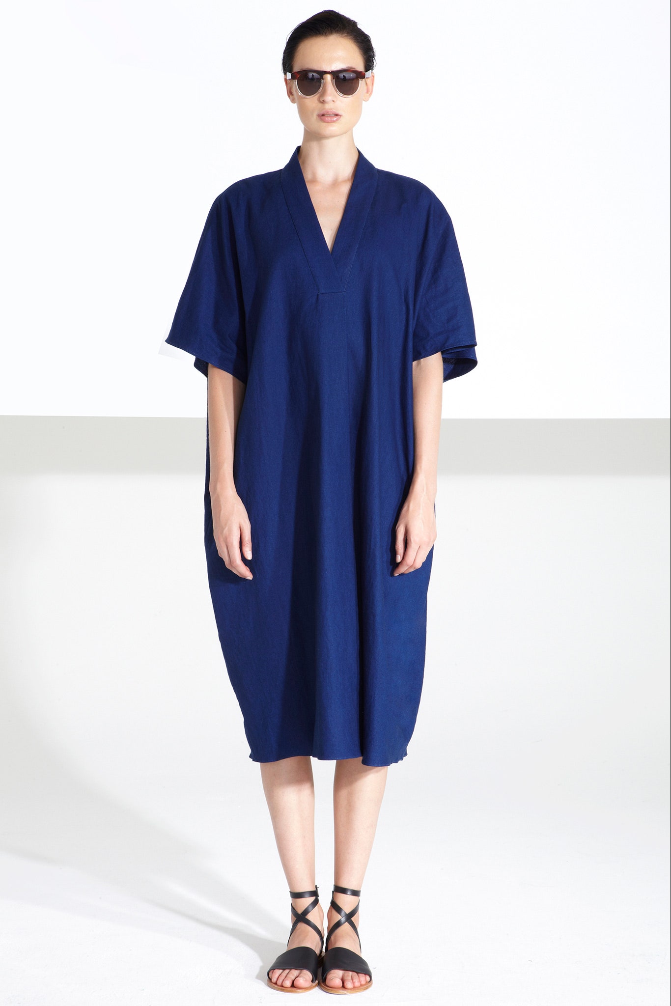 blue relaxed cotton dress