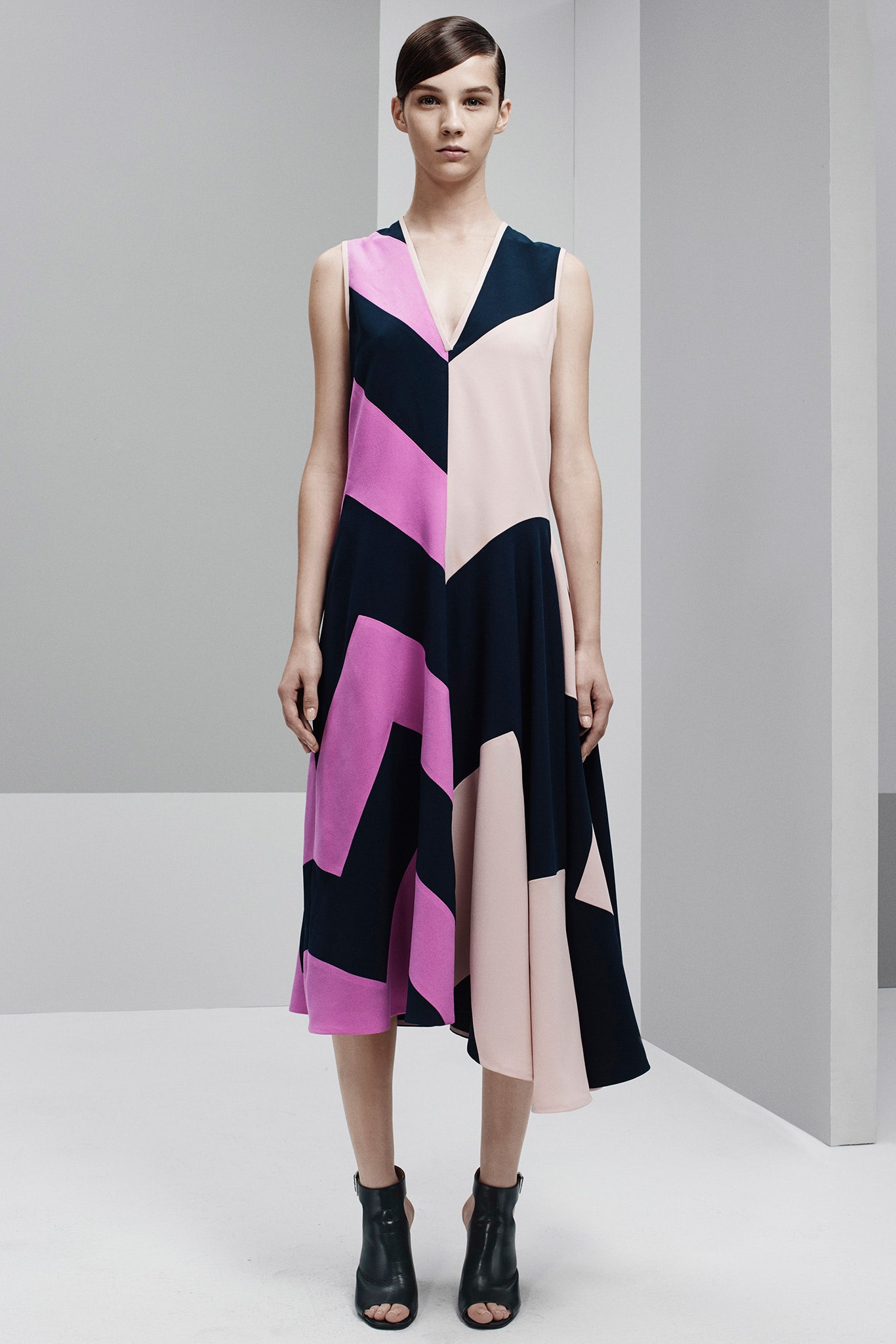 color-blocked midi dress