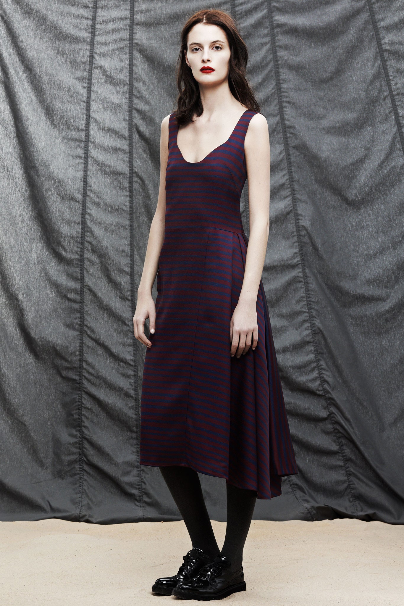 purple black sleeveless midi dress