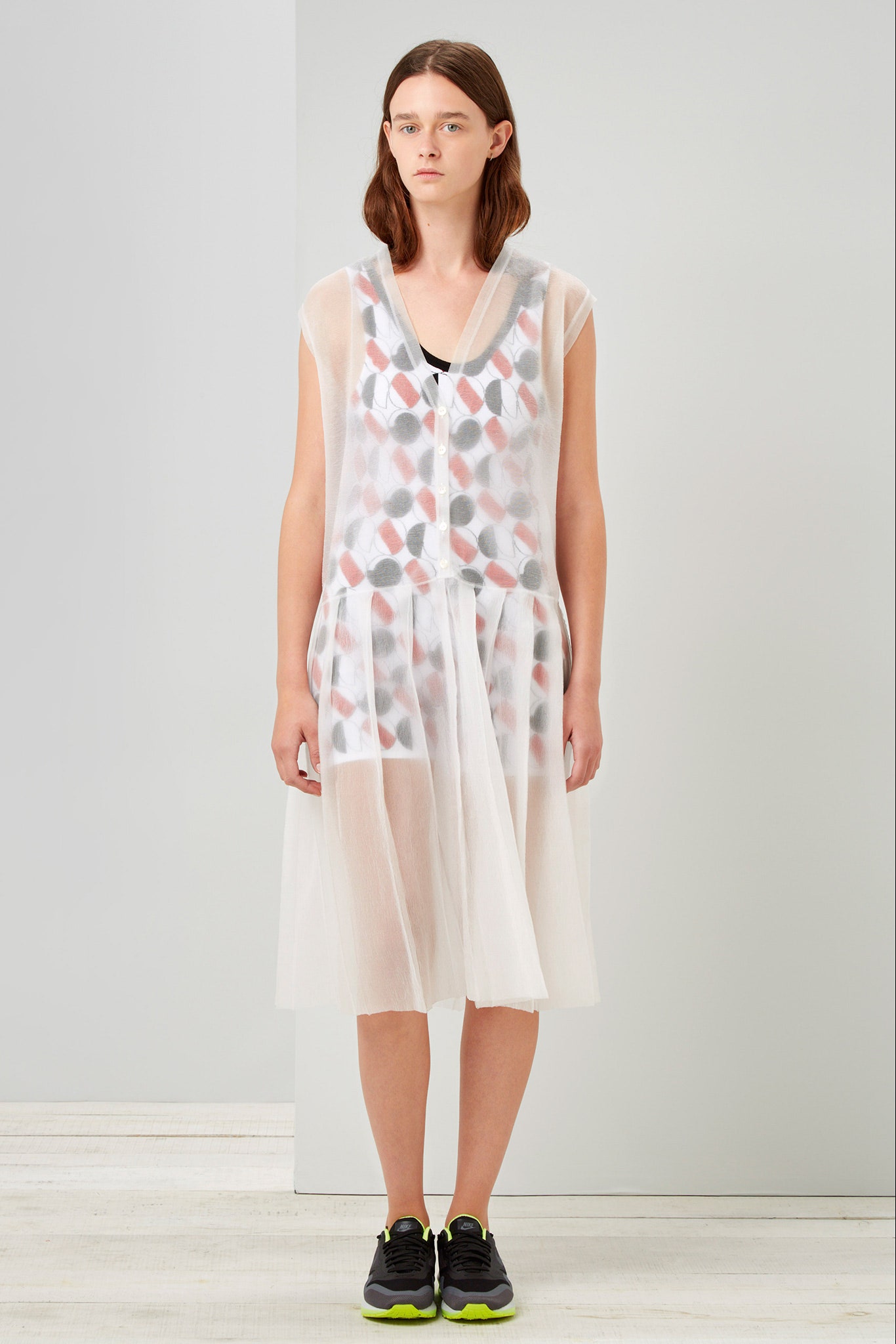 white pleated printed midi dress