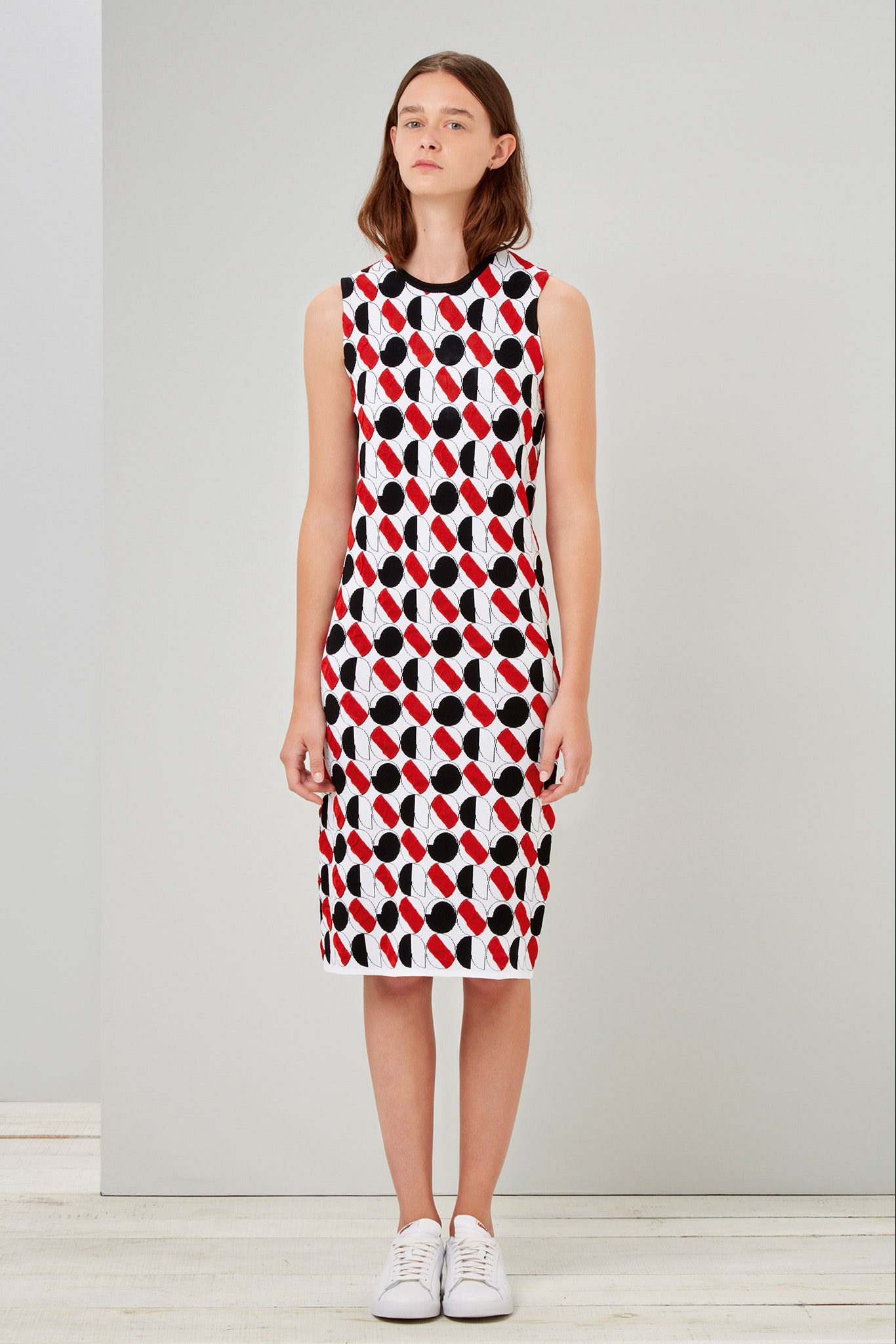 fitted midi dress with print