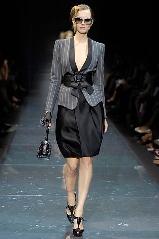 gray silk long-sleeve v-neck tailored striped buttoned blazer