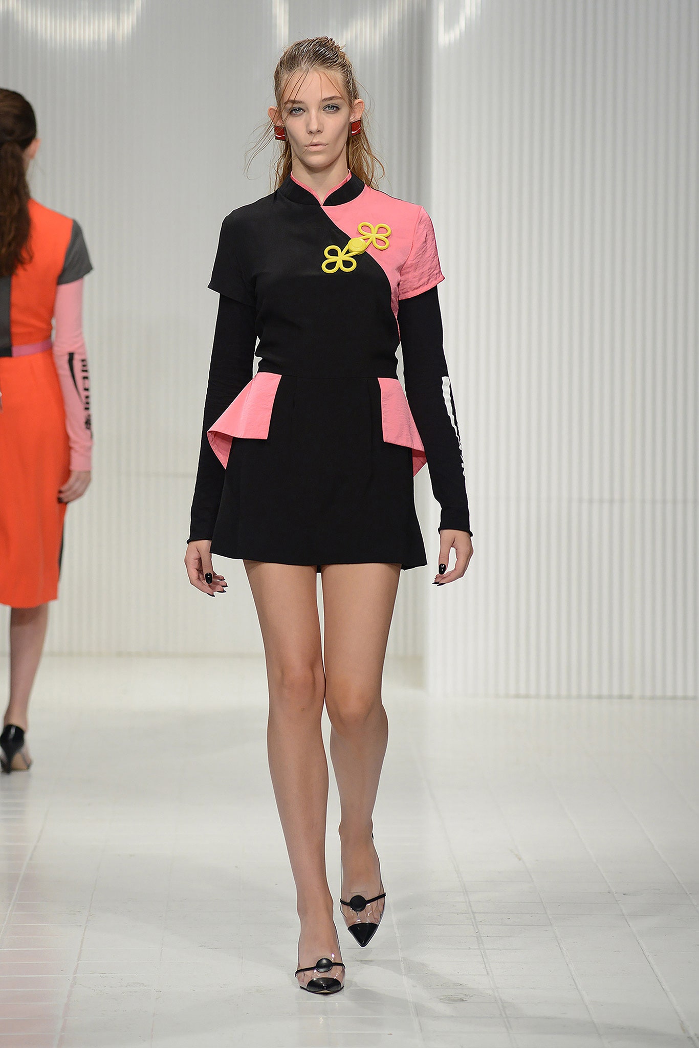 fitted black and pink dress