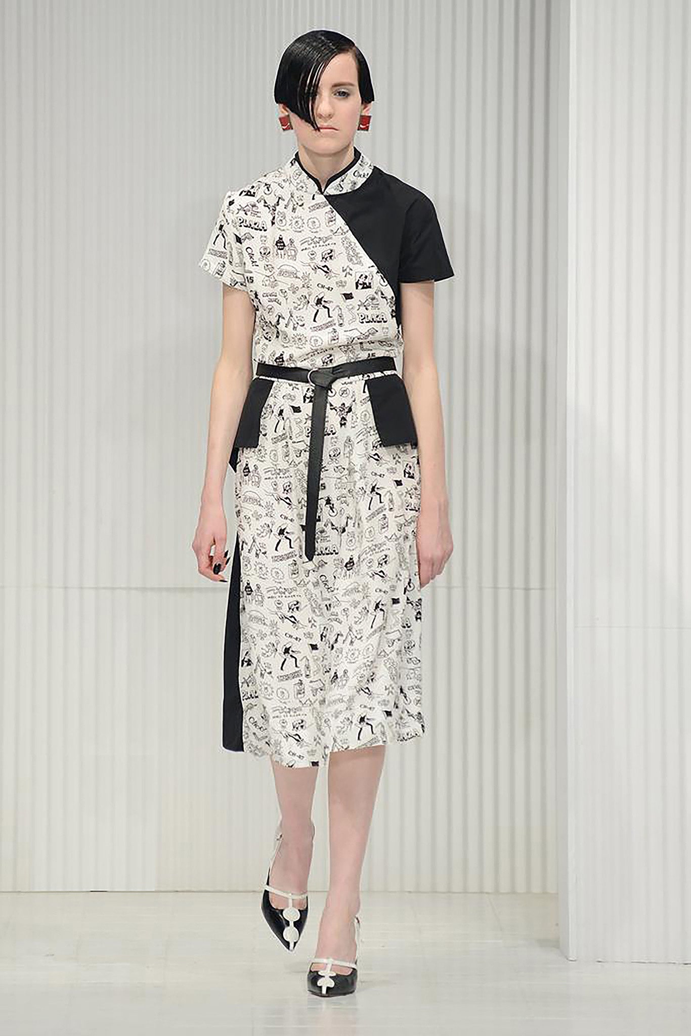 black and white asymmetric dress