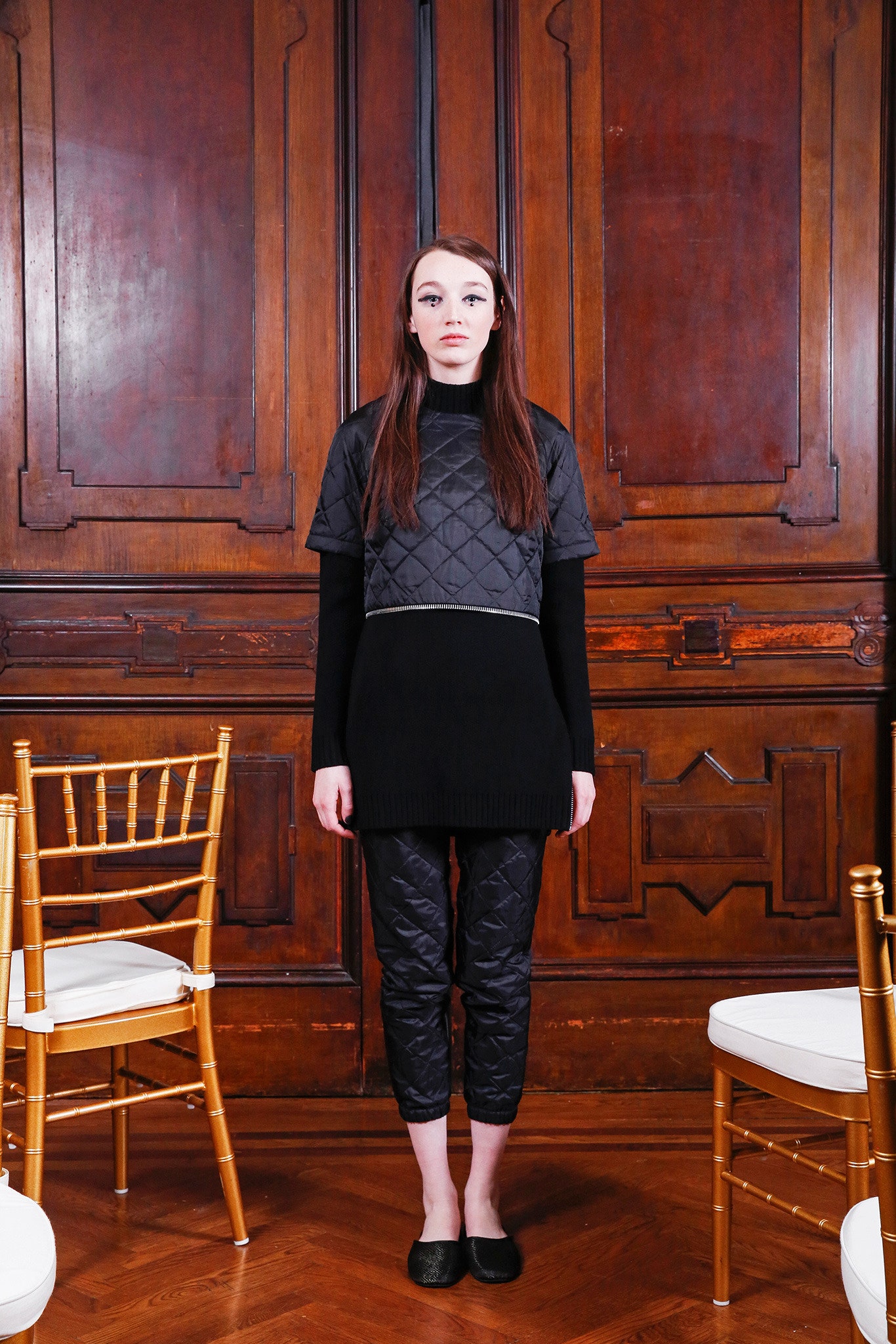 black quilted top and pants