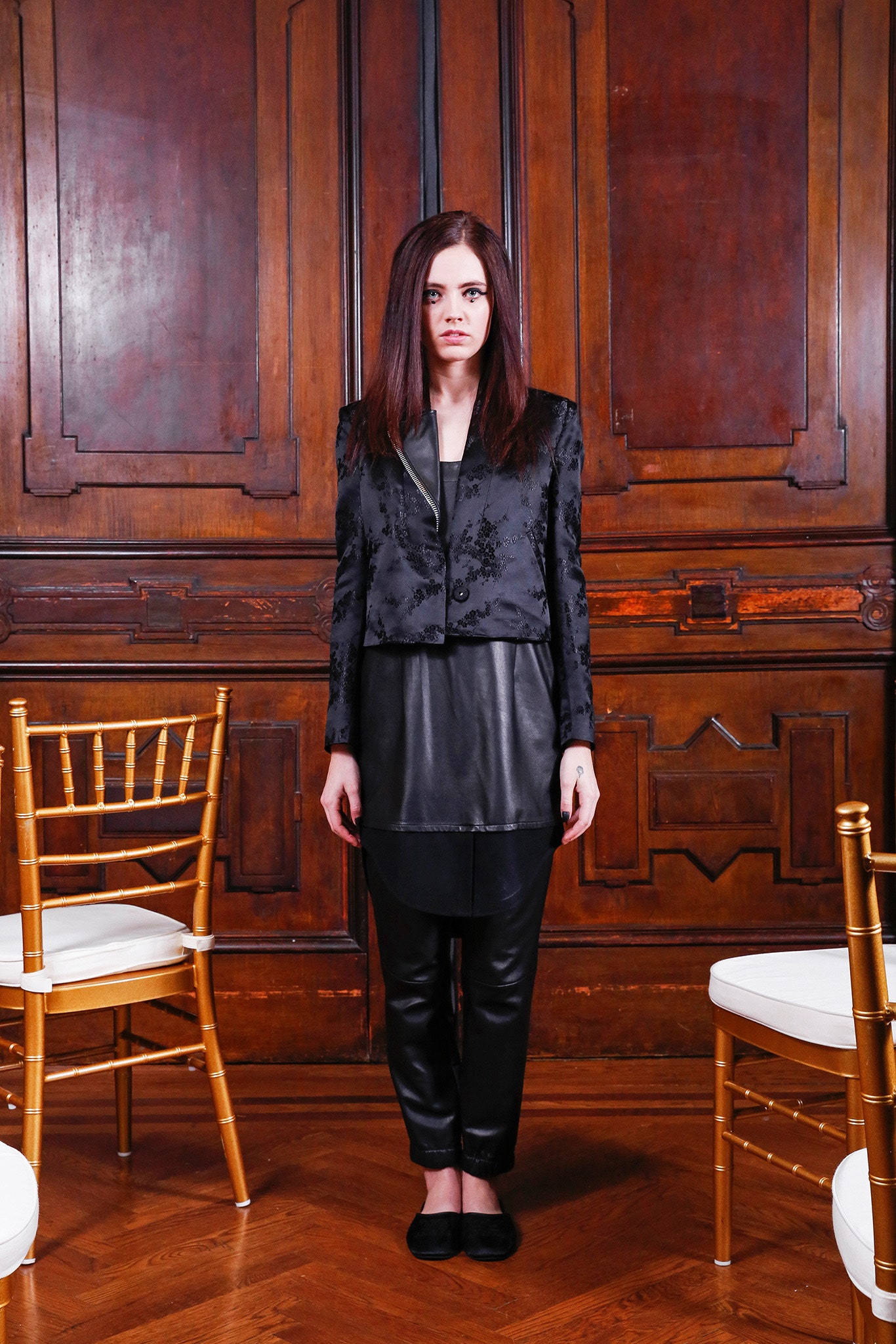 black leather blazer and pants