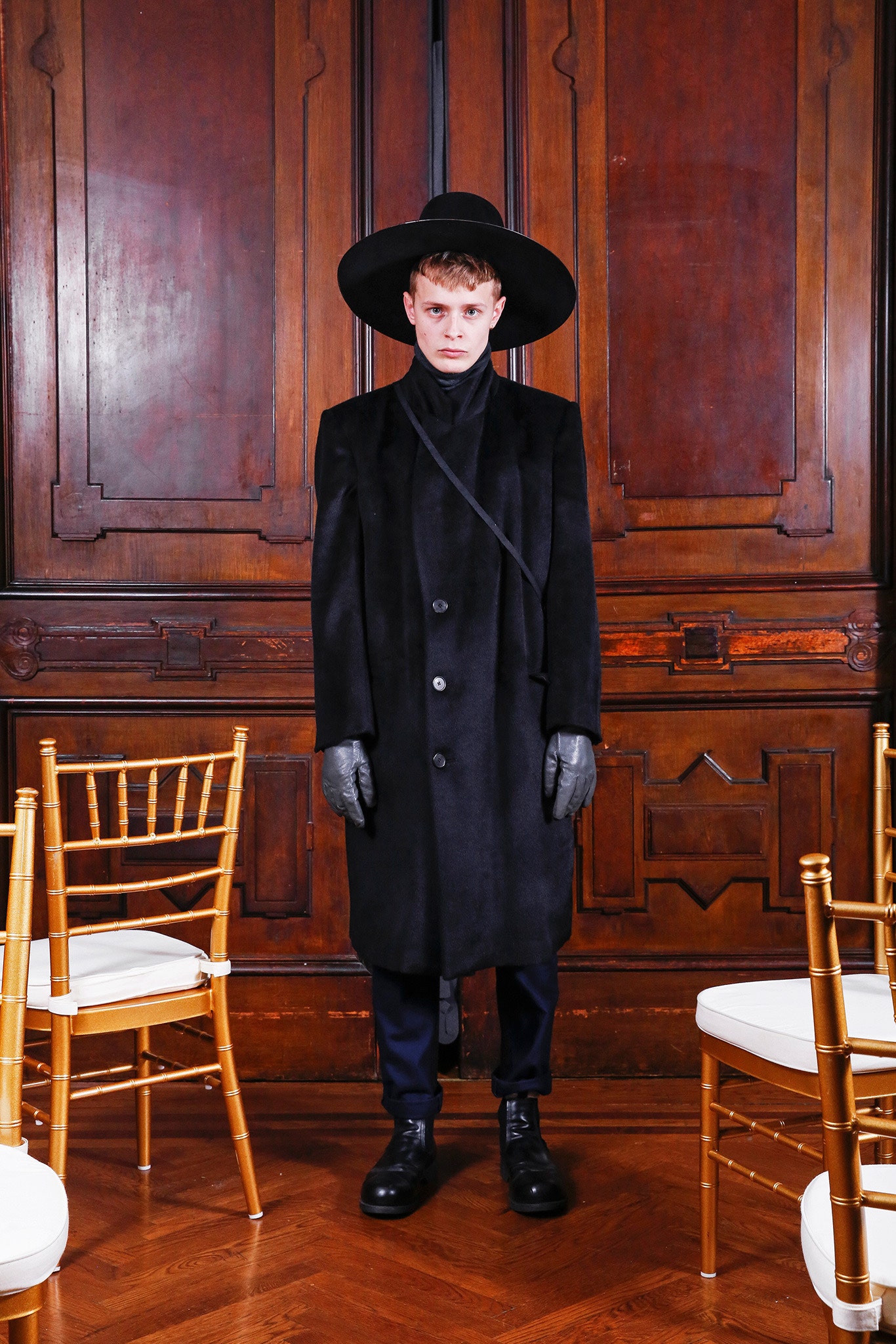 black wool coat and pants