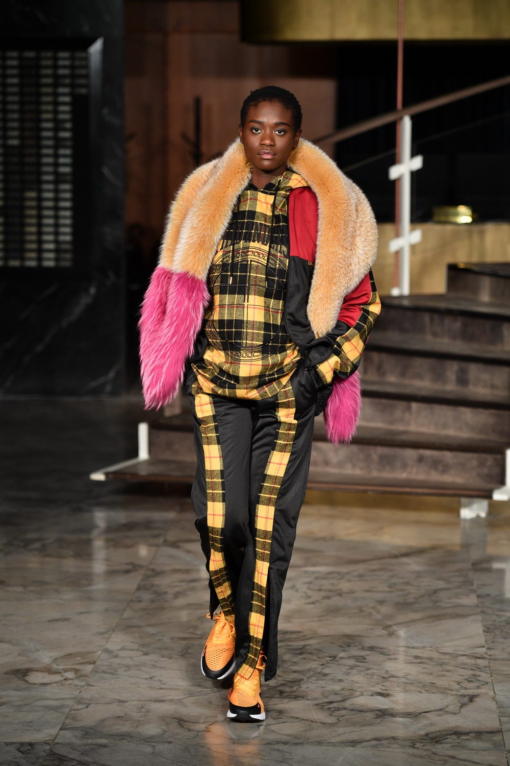 pink fur scarf