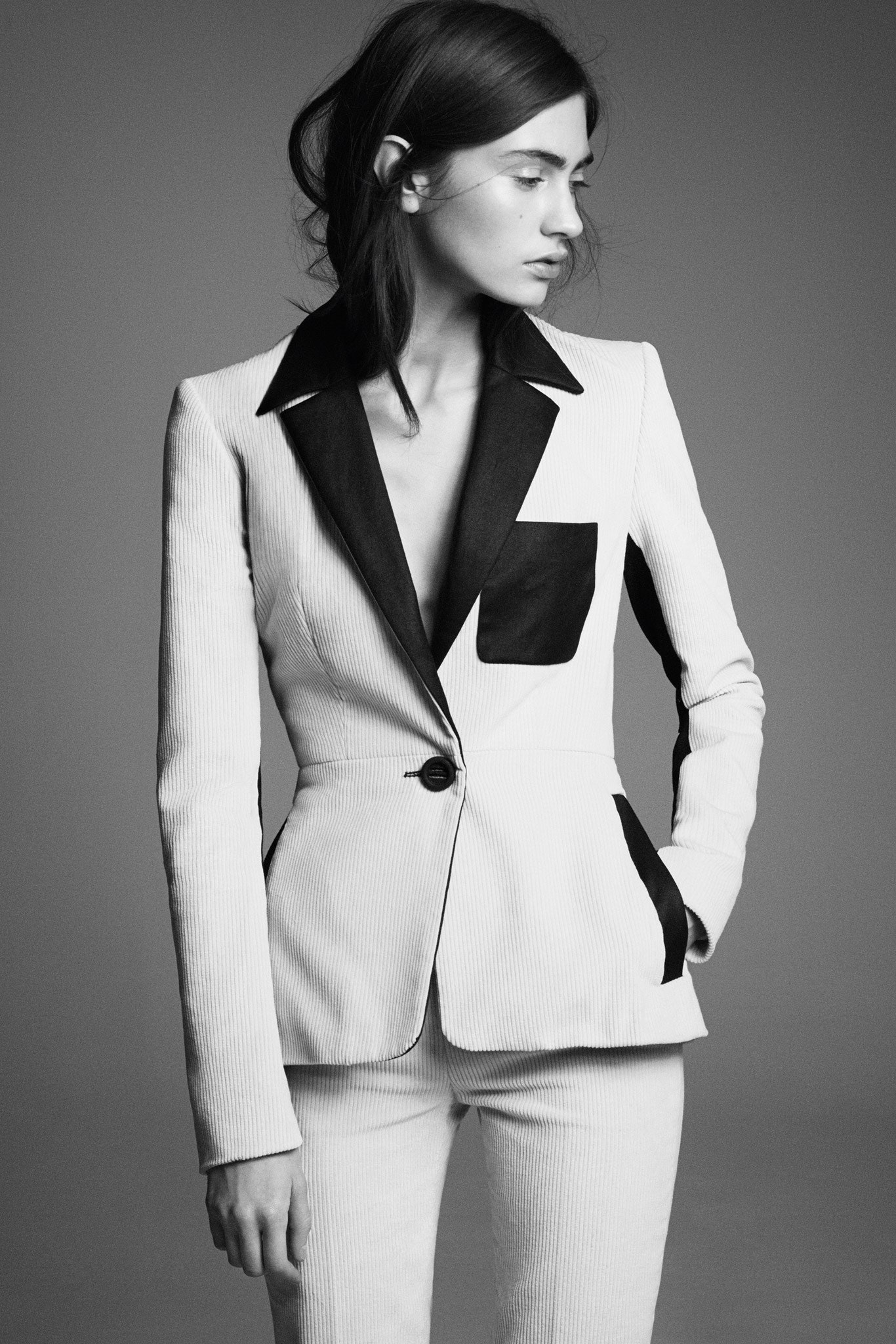 black and white tailored blazer and pants