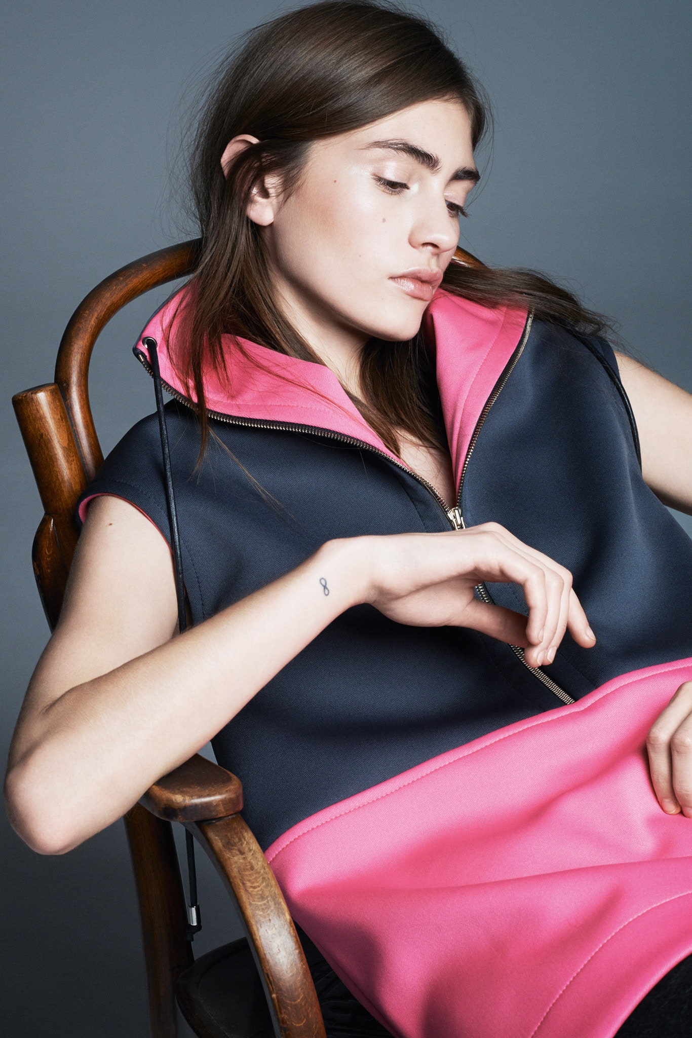 black and pink sleeveless dress