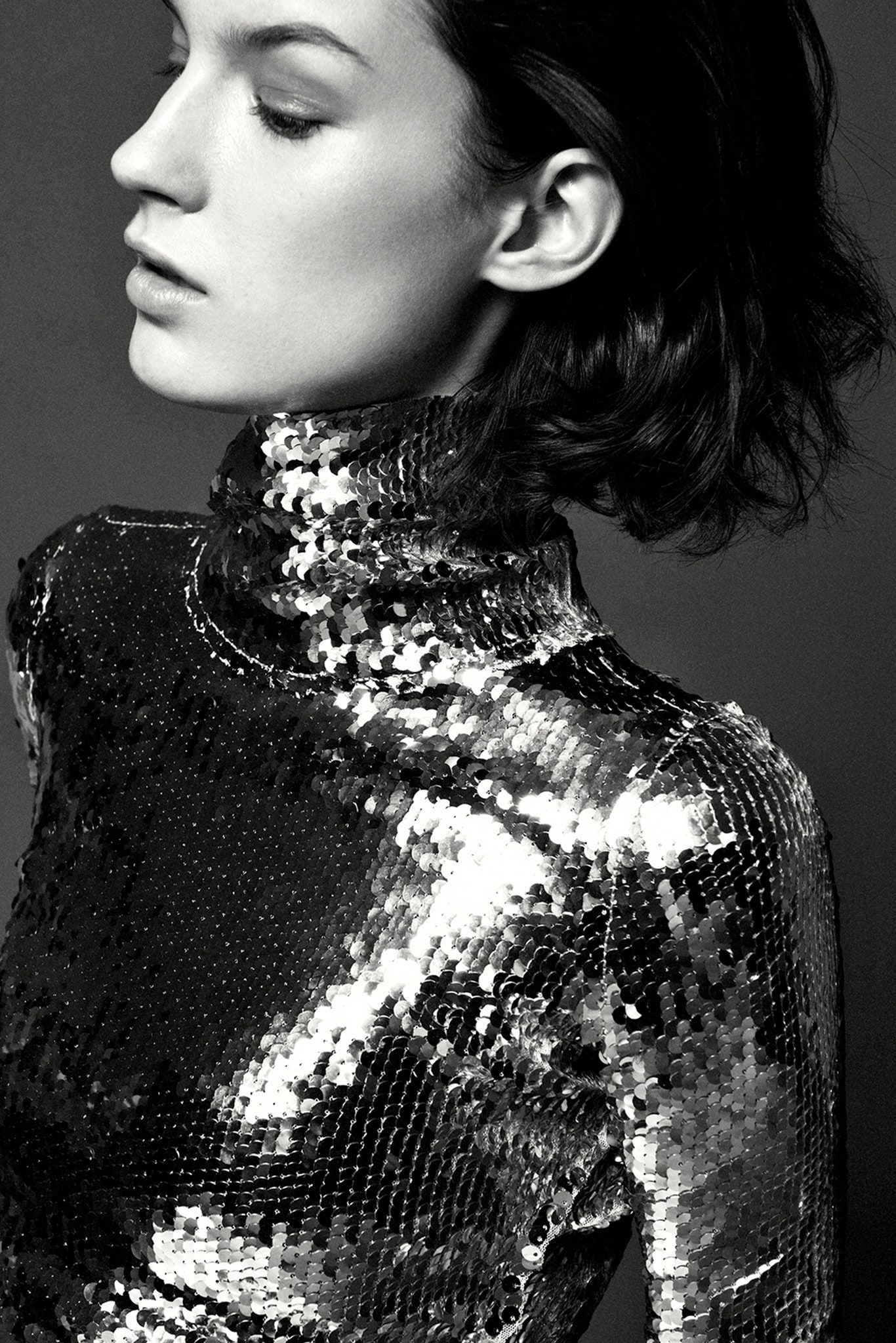 fitted black sequin top