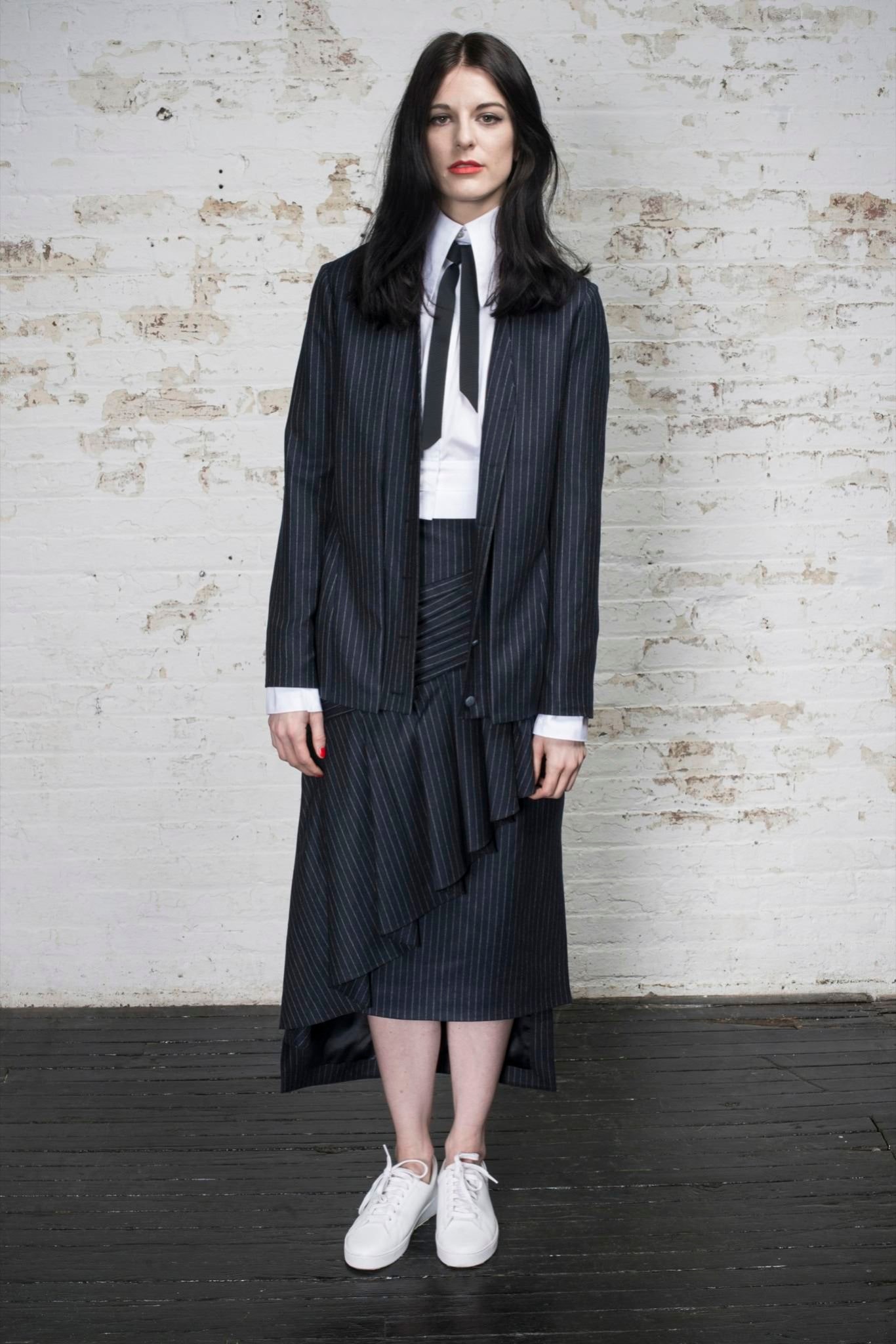 black asymmetric fitted tiered skirt