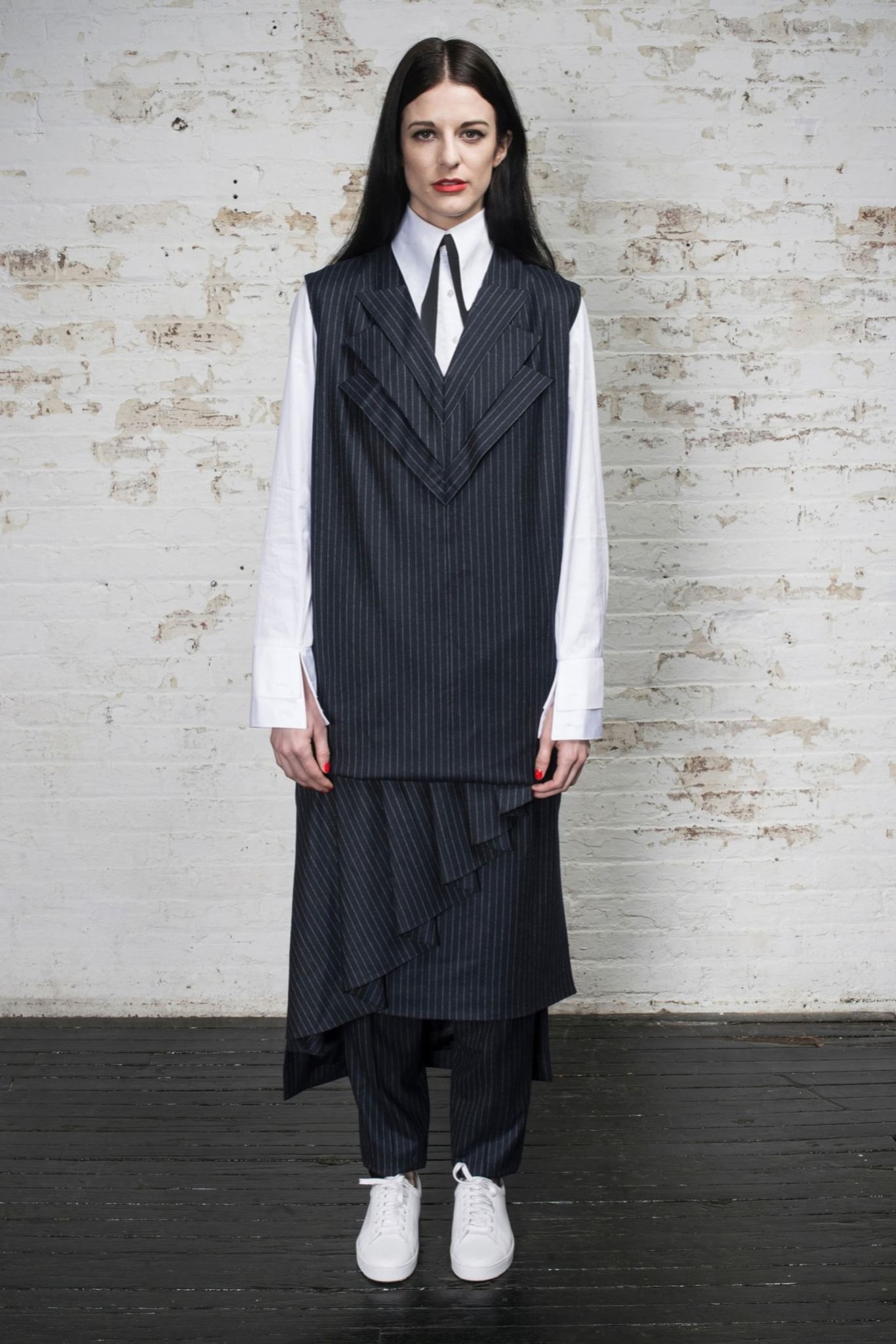 asymmetric black and white dress