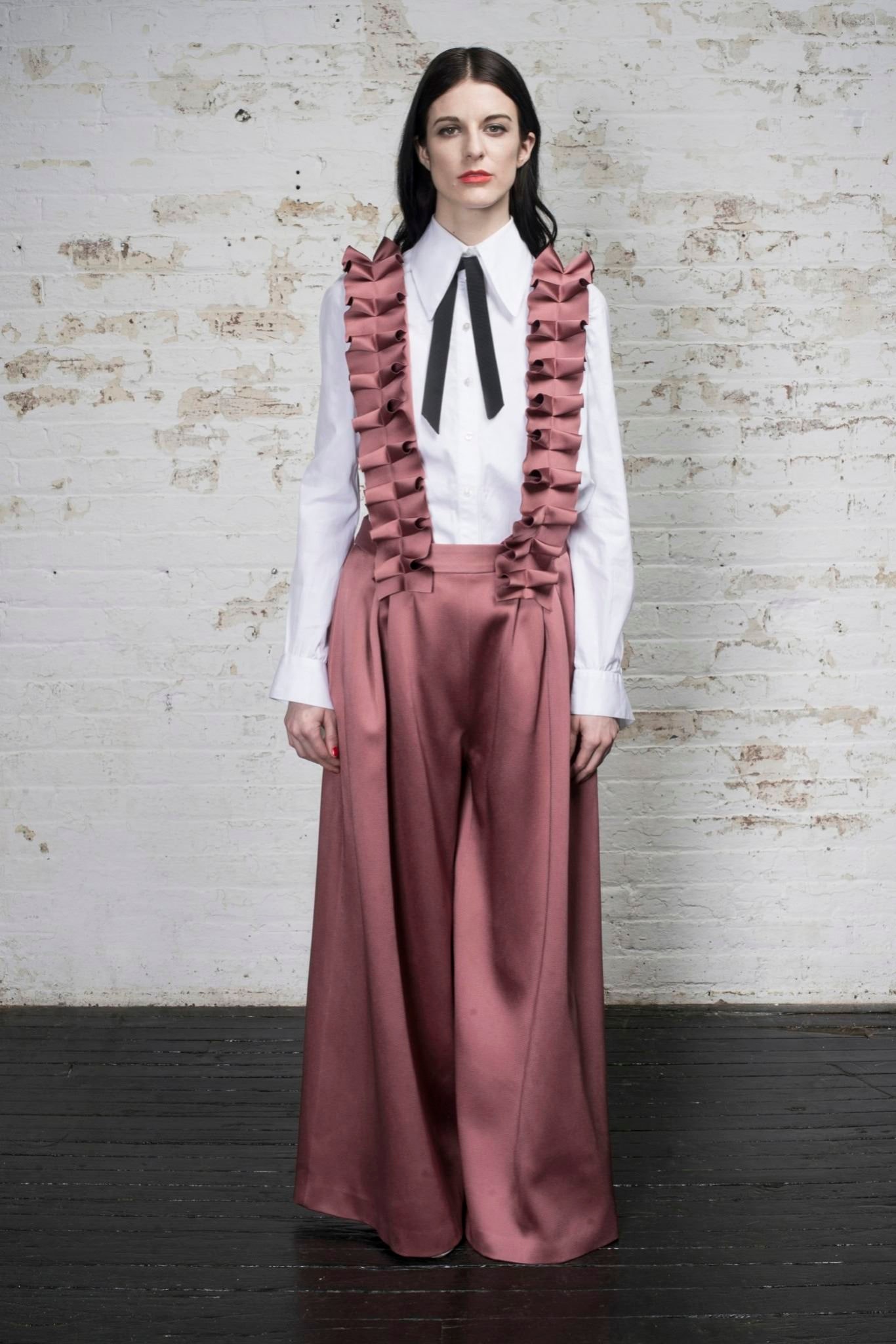 pink silk relaxed wide-leg flowing pants