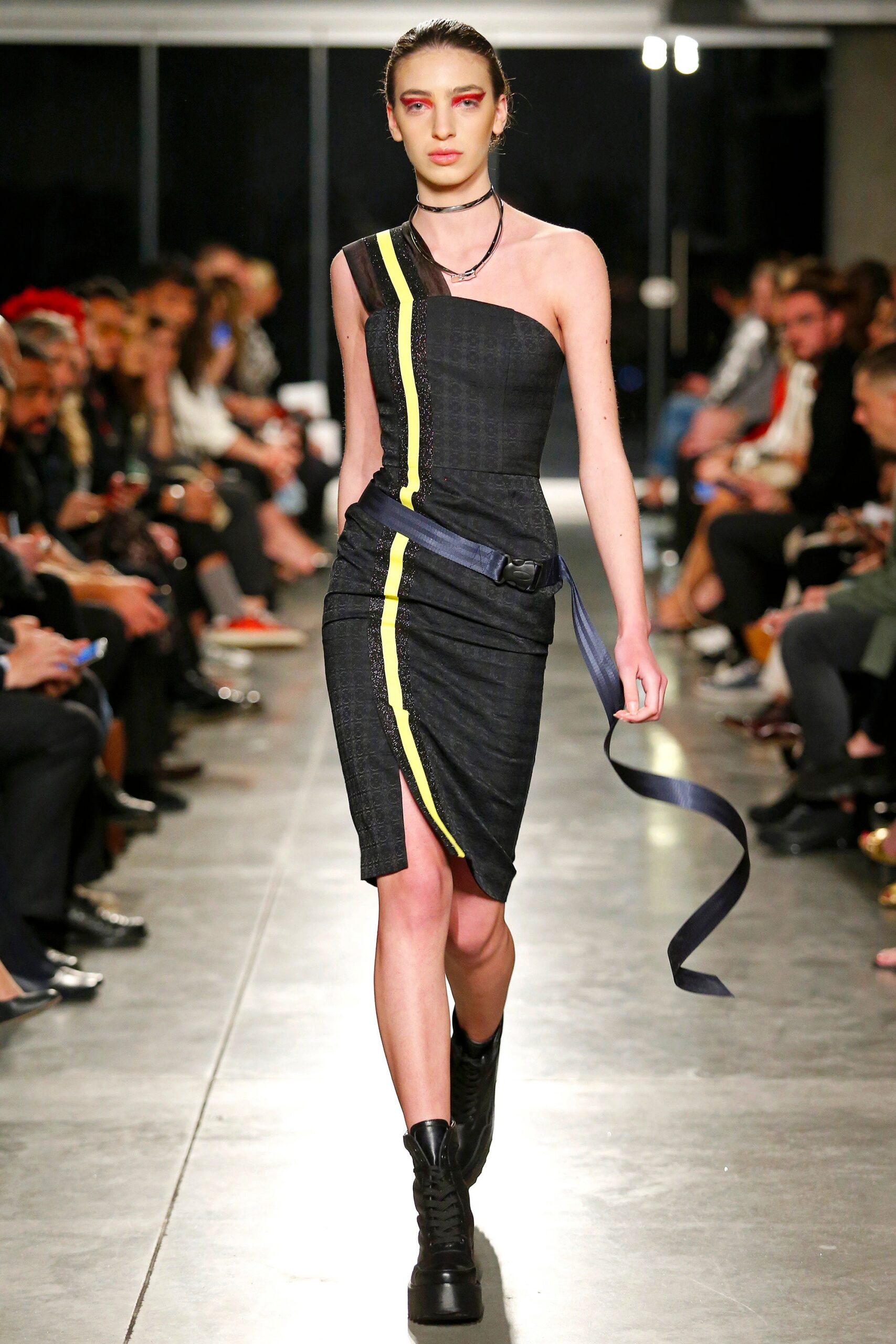 black fitted asymmetric dress