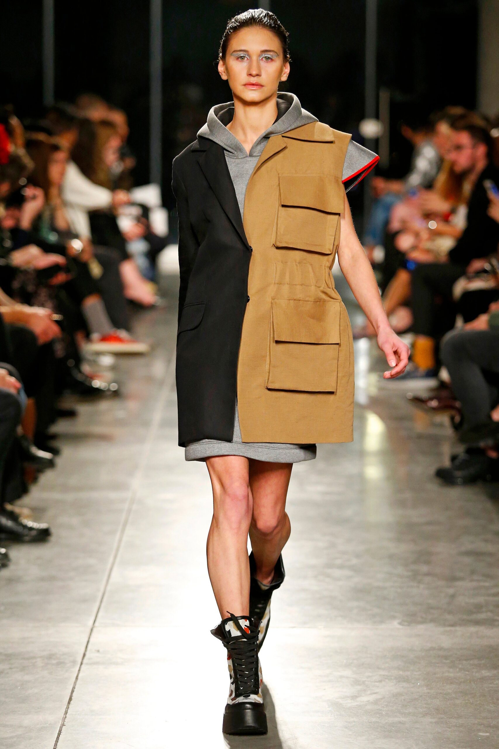 black and brown sleeveless dress with pockets