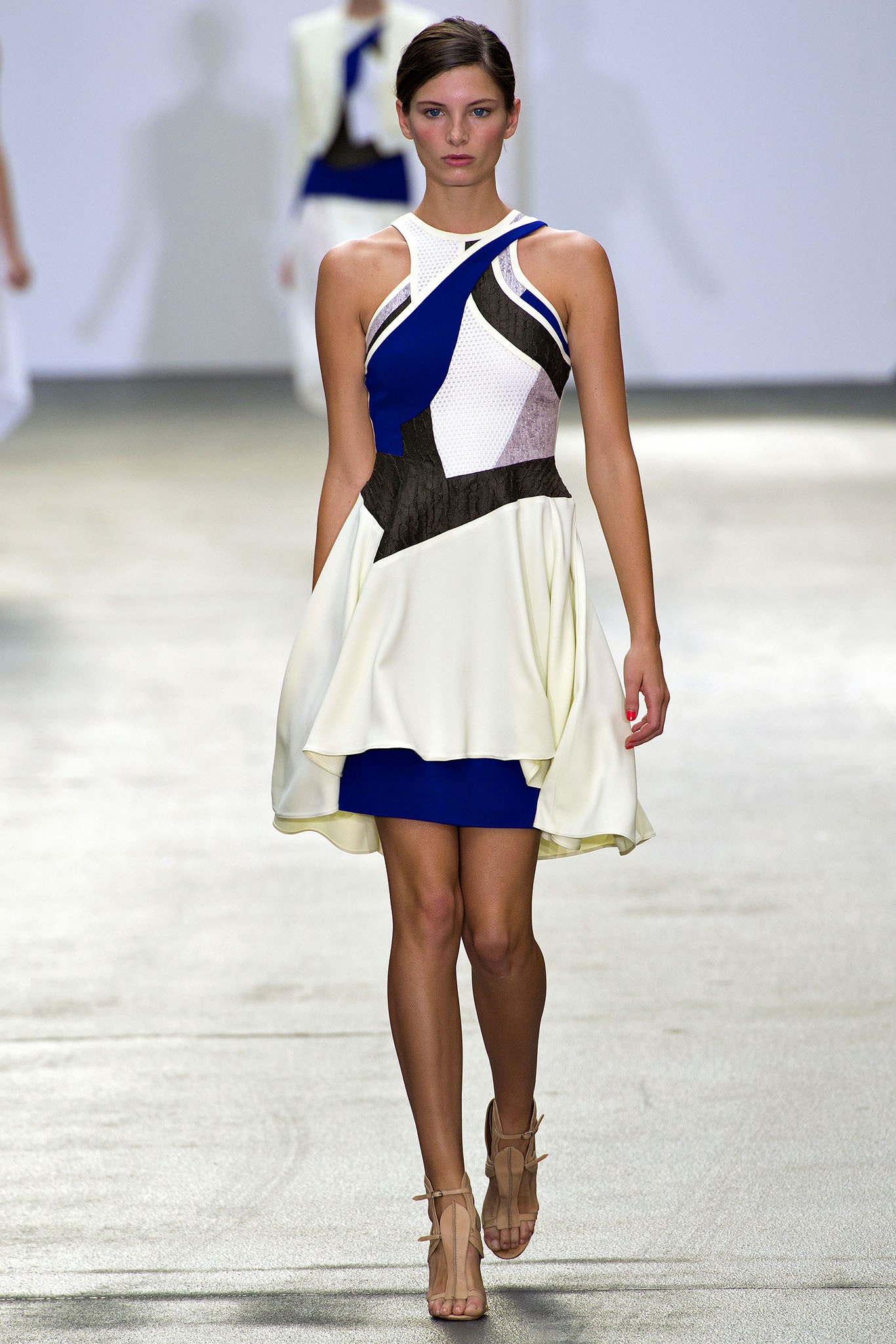 blue and white layered dress