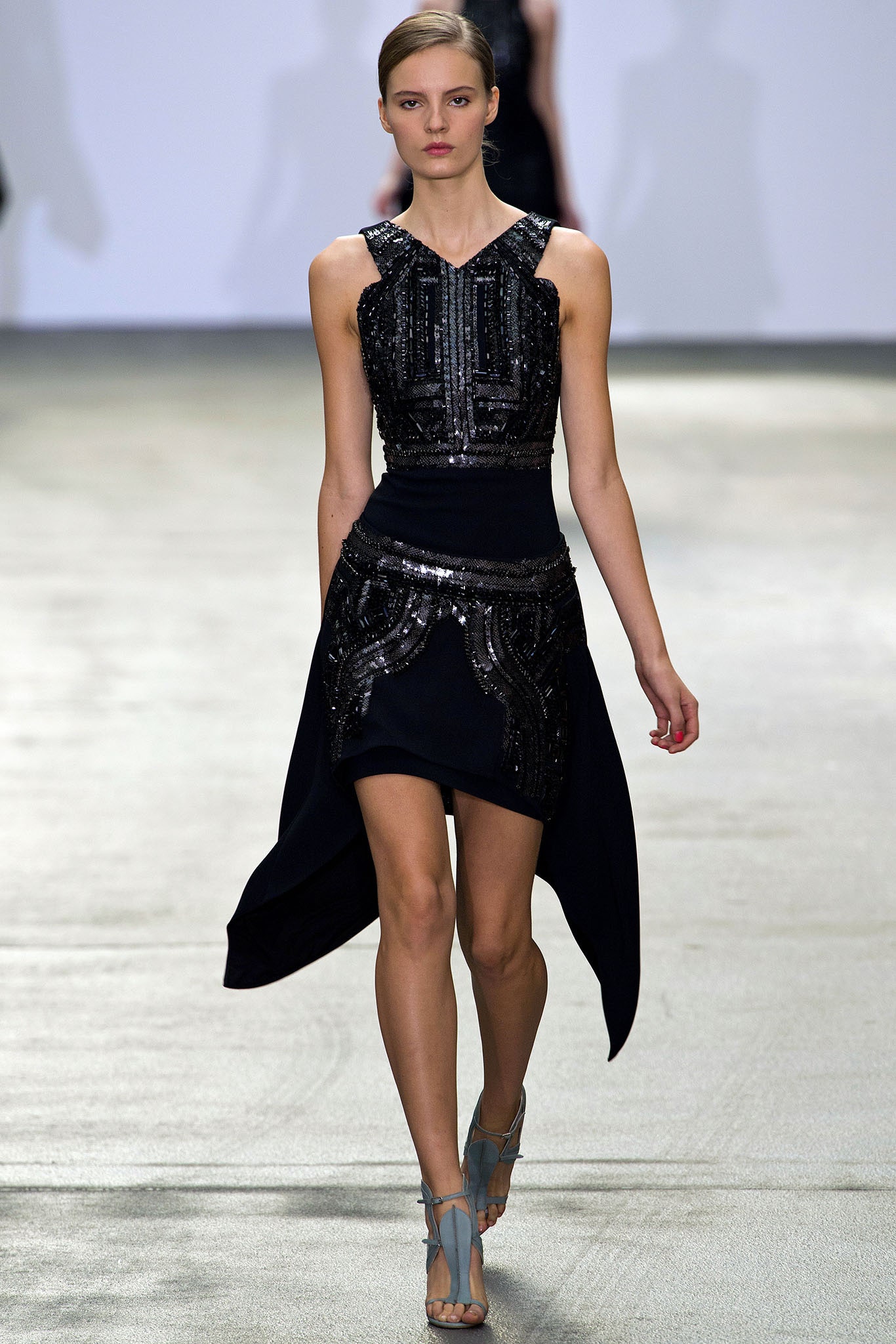 black beaded sleeveless dress