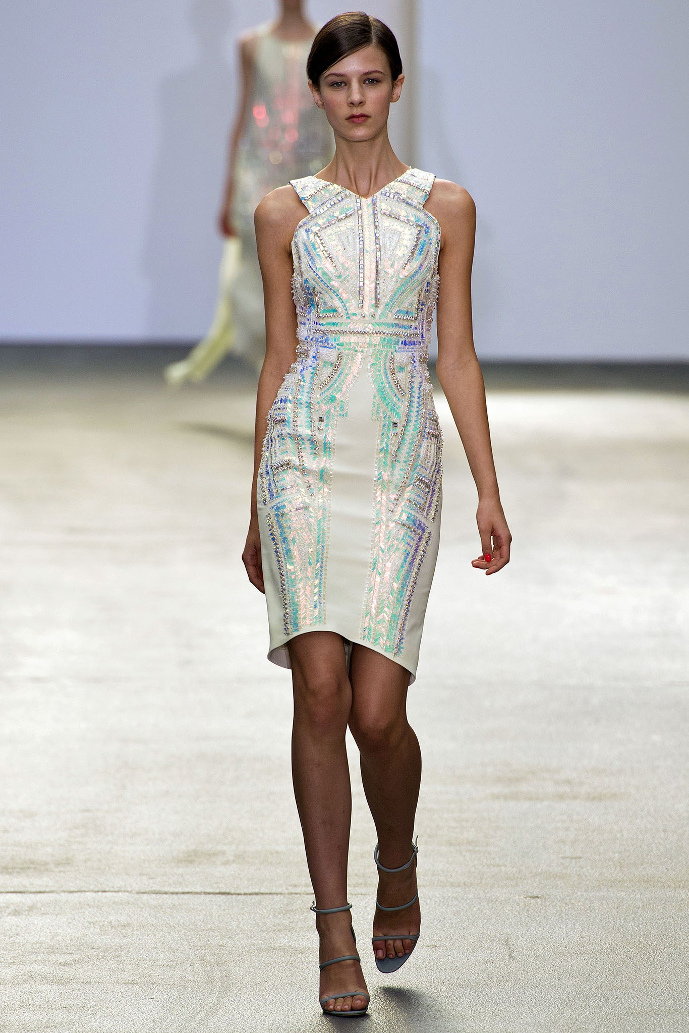 white multi-colored beaded dress