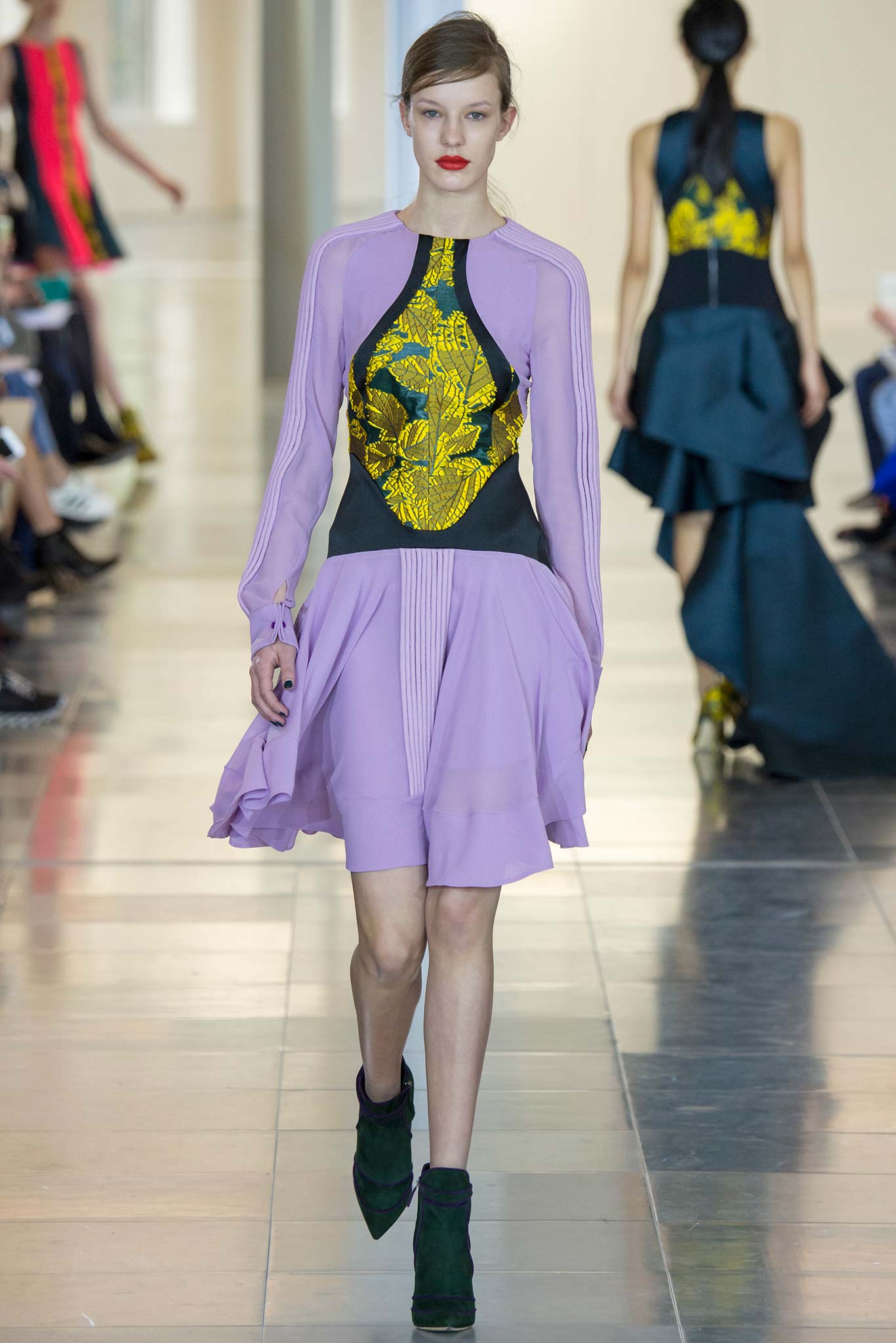 purple silk fitted dress