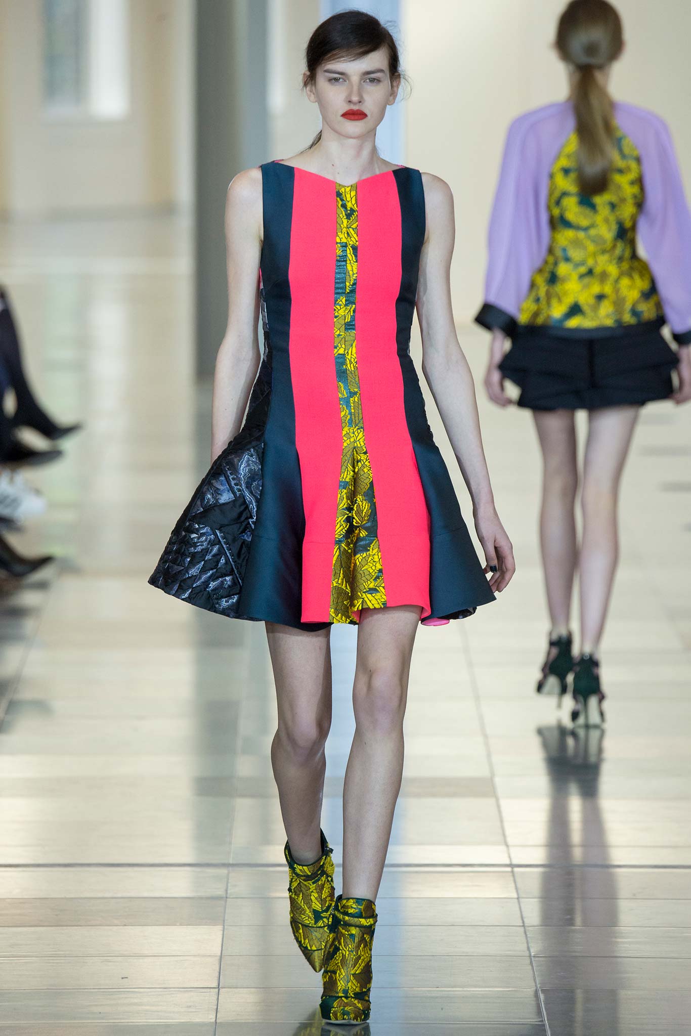 color-blocked fitted mini dress