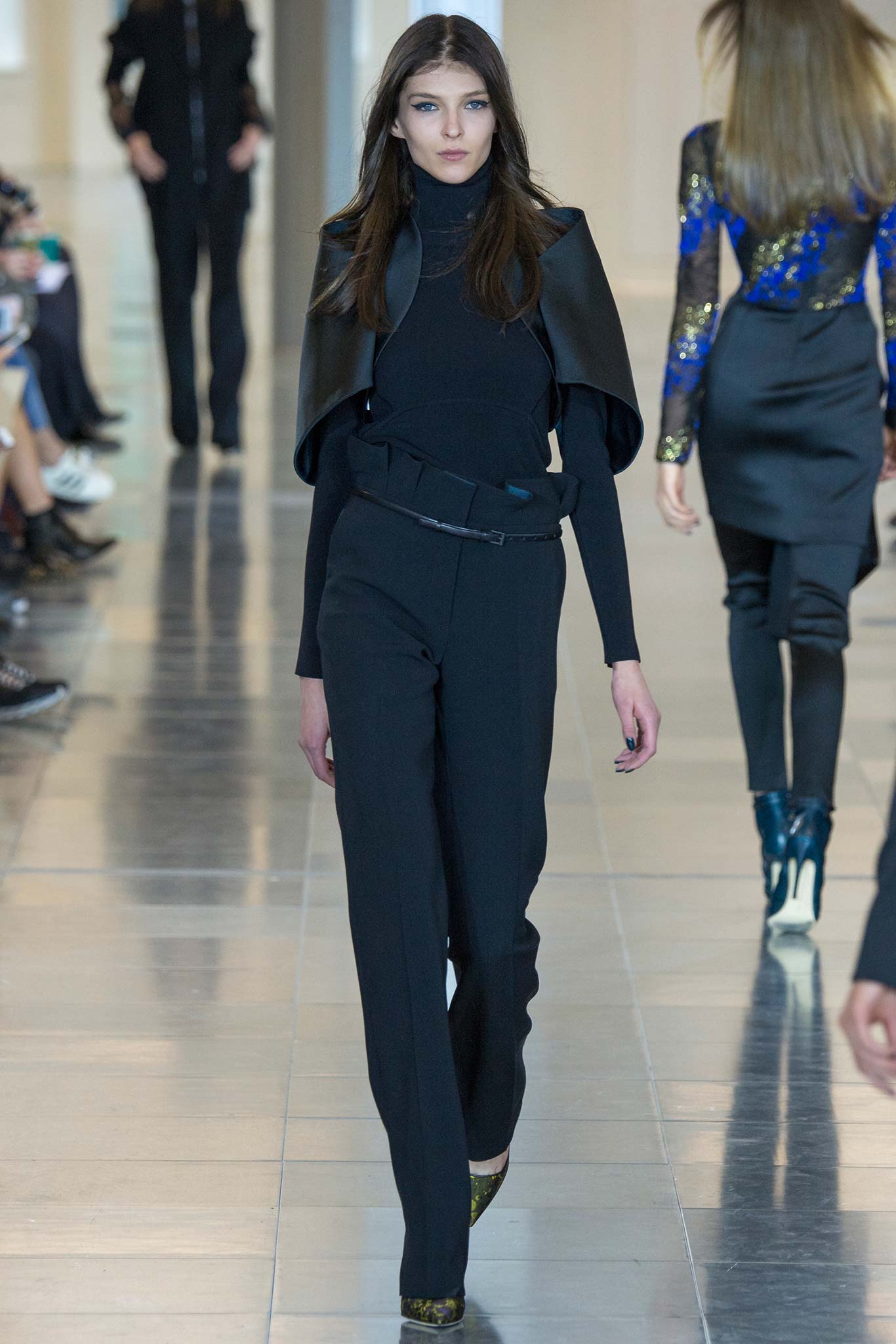 black fitted top with cape