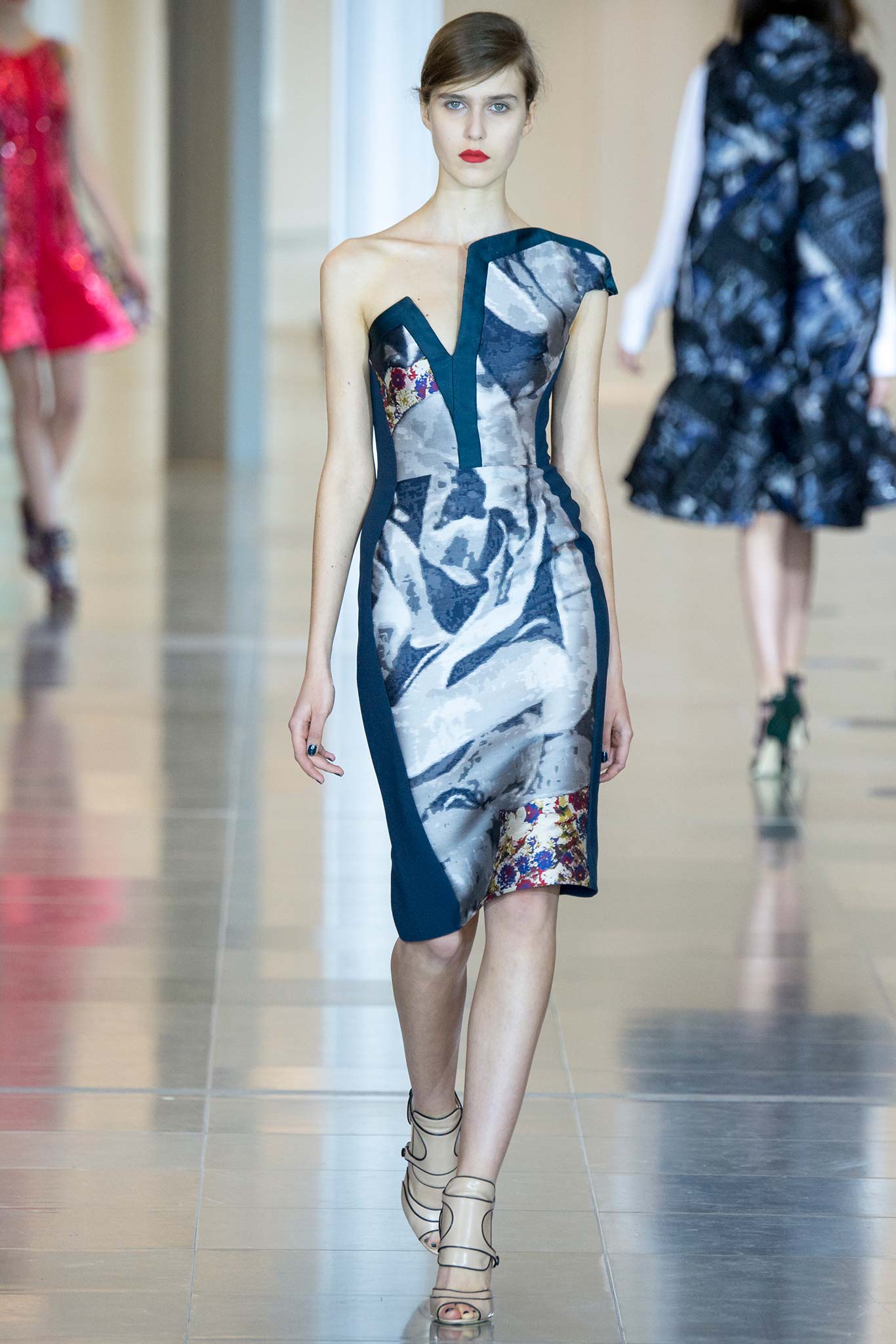 blue printed sleeveless dress