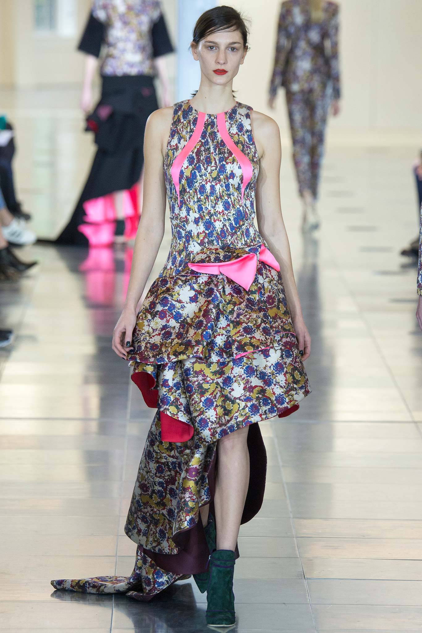 multi-colored silk flared dress