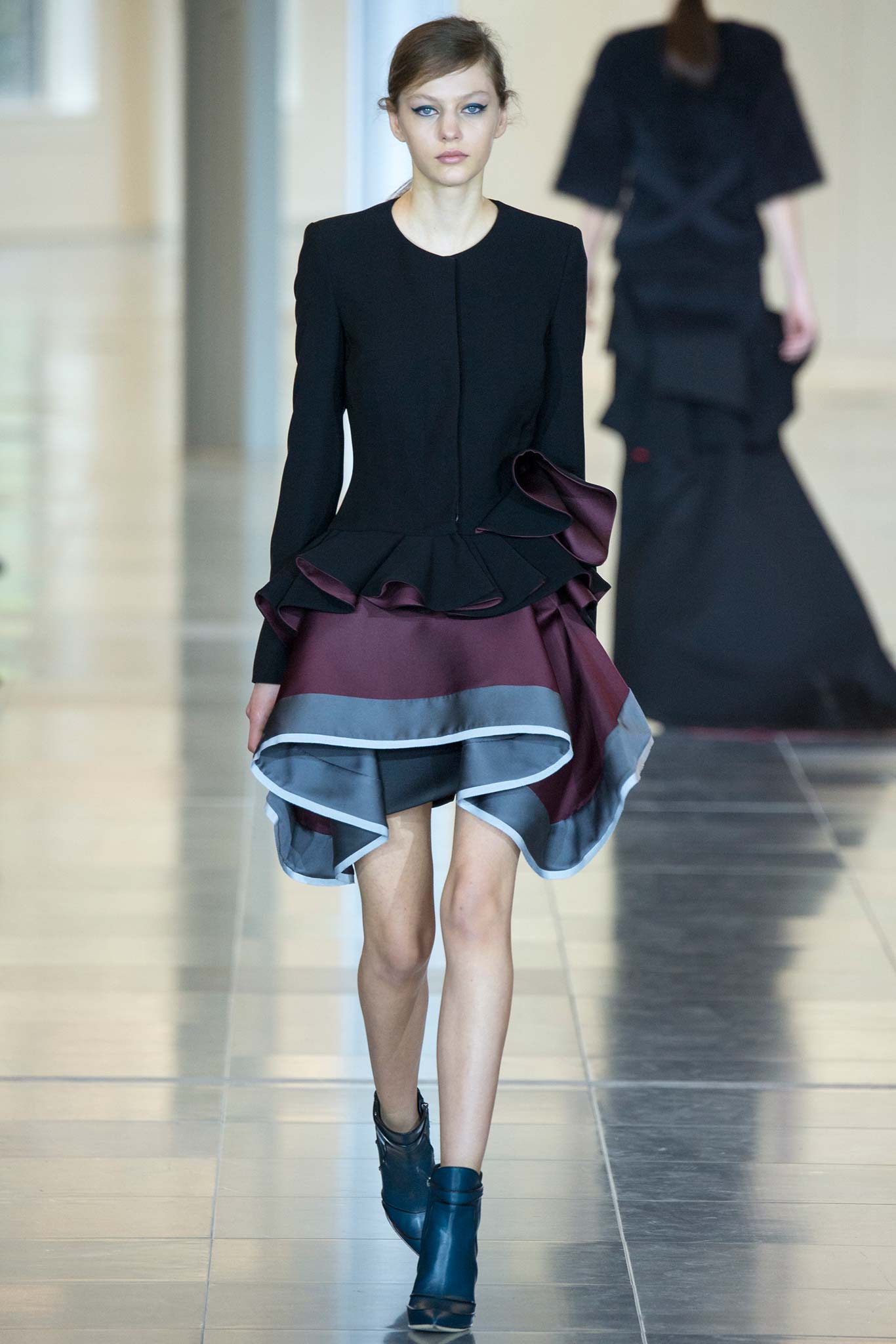 black silk ruffled mini dress