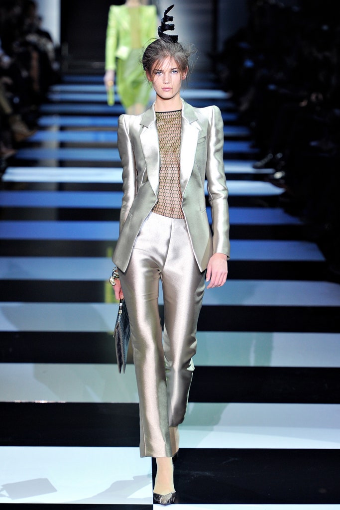 gold silk tailored suit