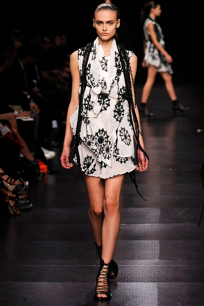 white and black embroidered mini dress