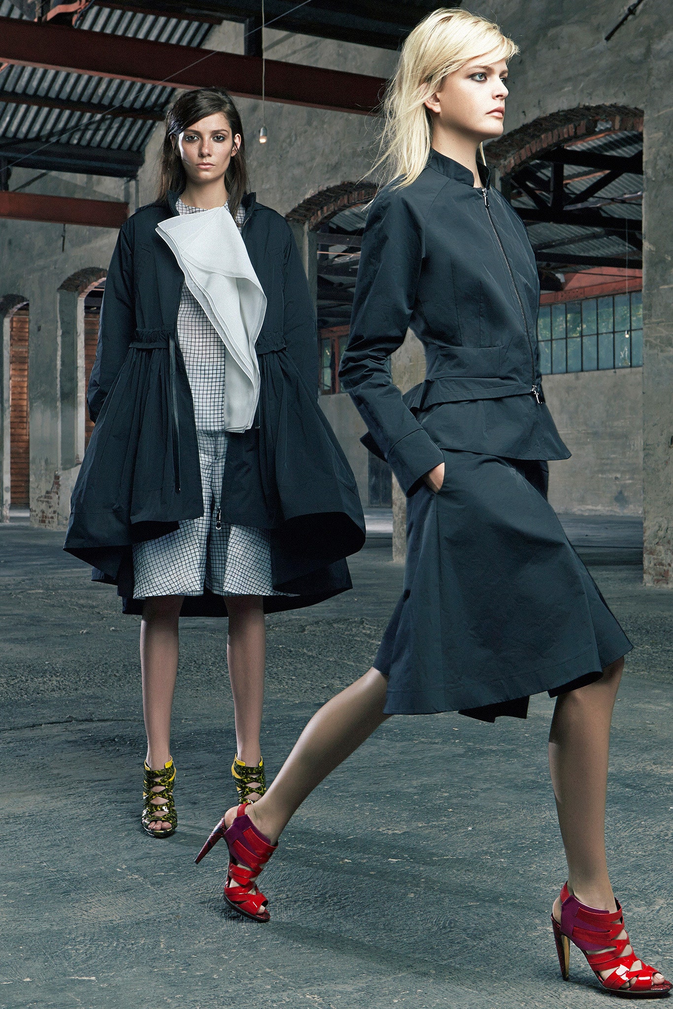 black cotton long-sleeve collared relaxed draped coat