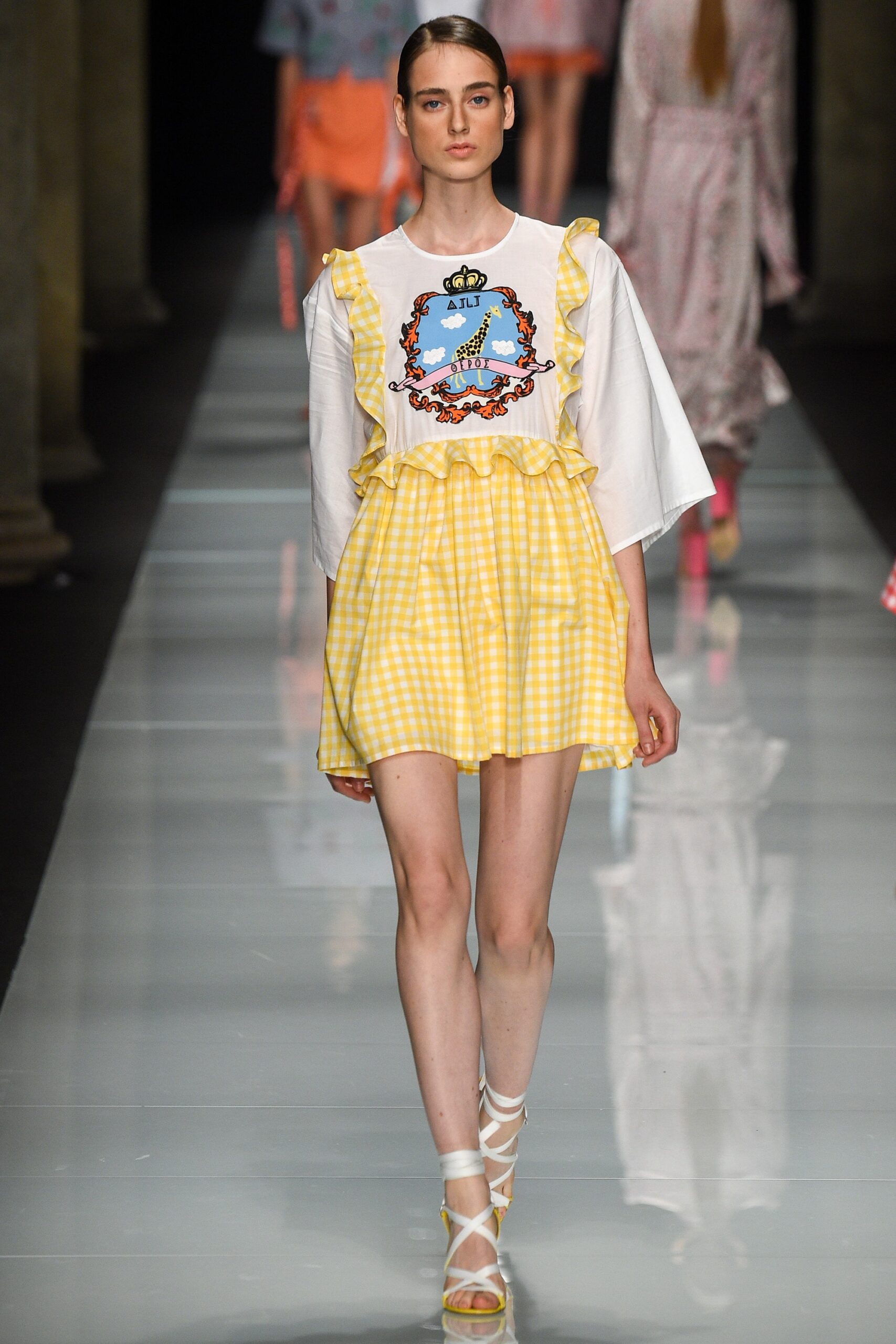 yellow checked mini dress