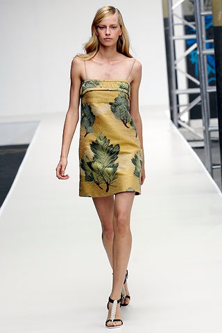 yellow silk printed dress