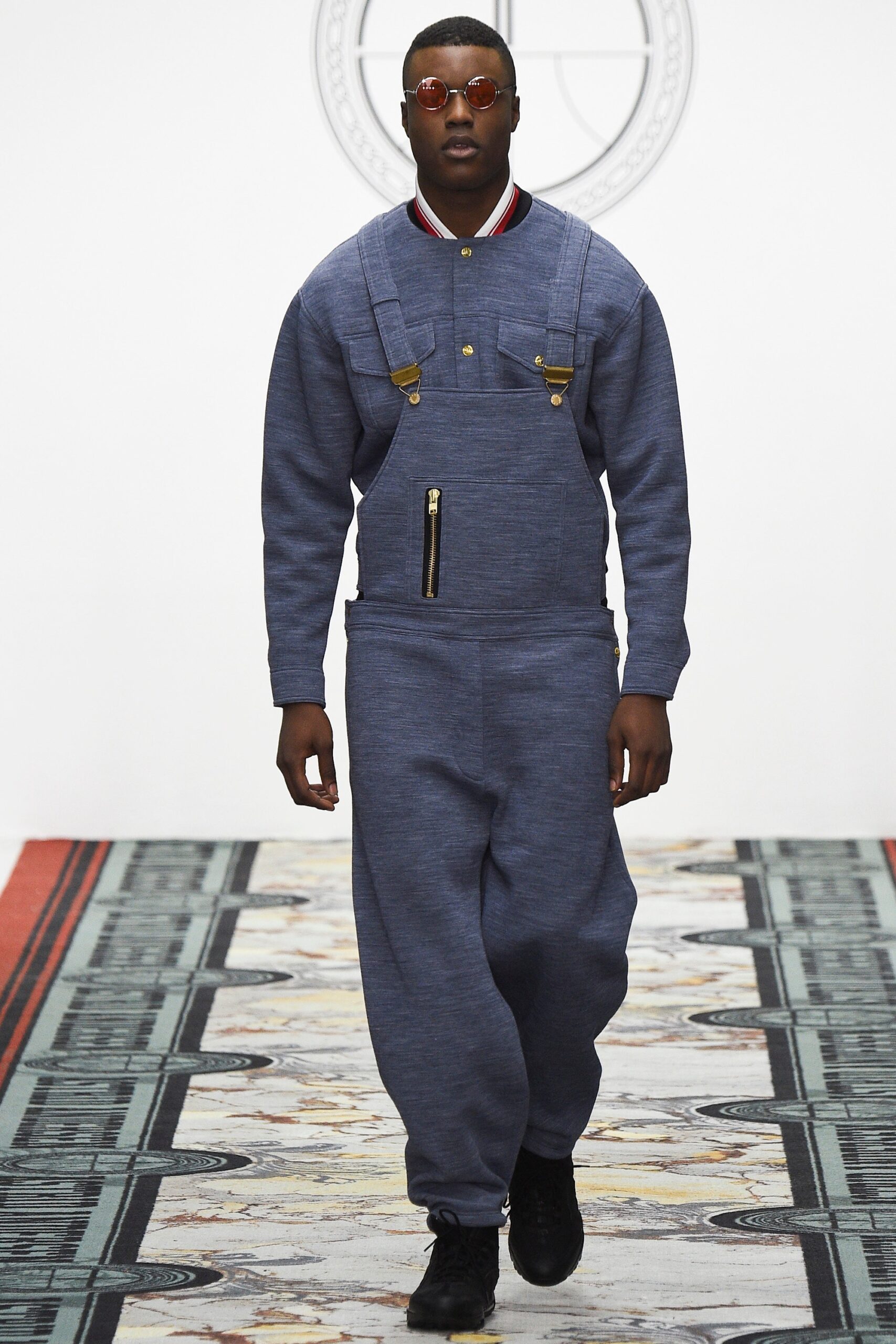 blue cotton relaxed overalls