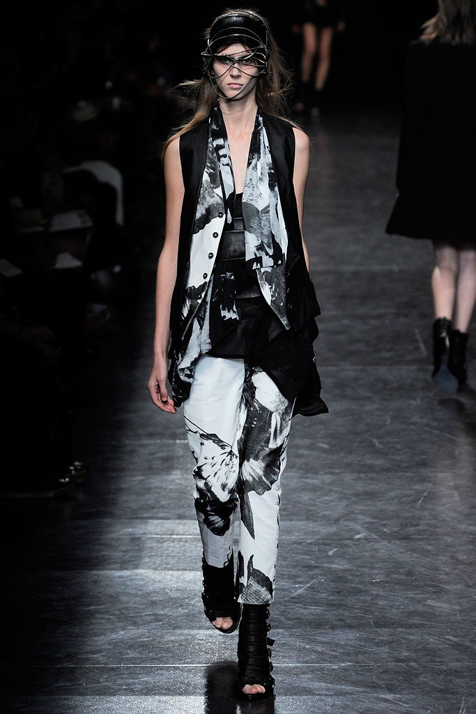 black and white printed pants and vest