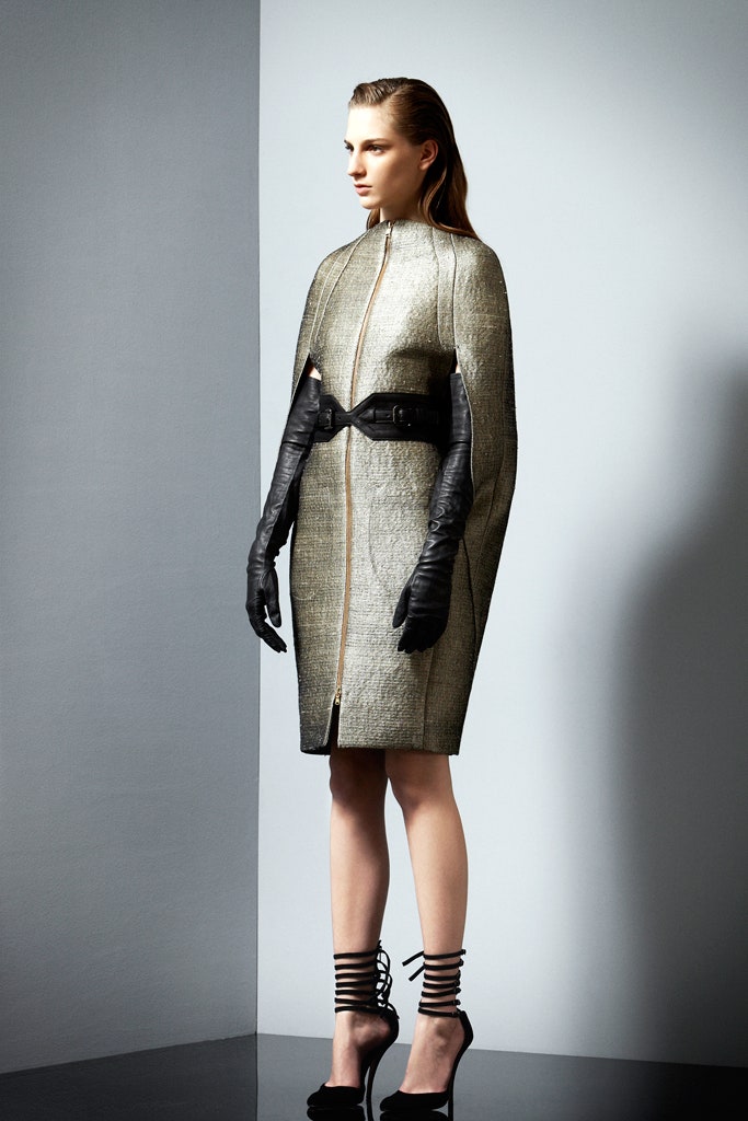 gold silk fitted cape
