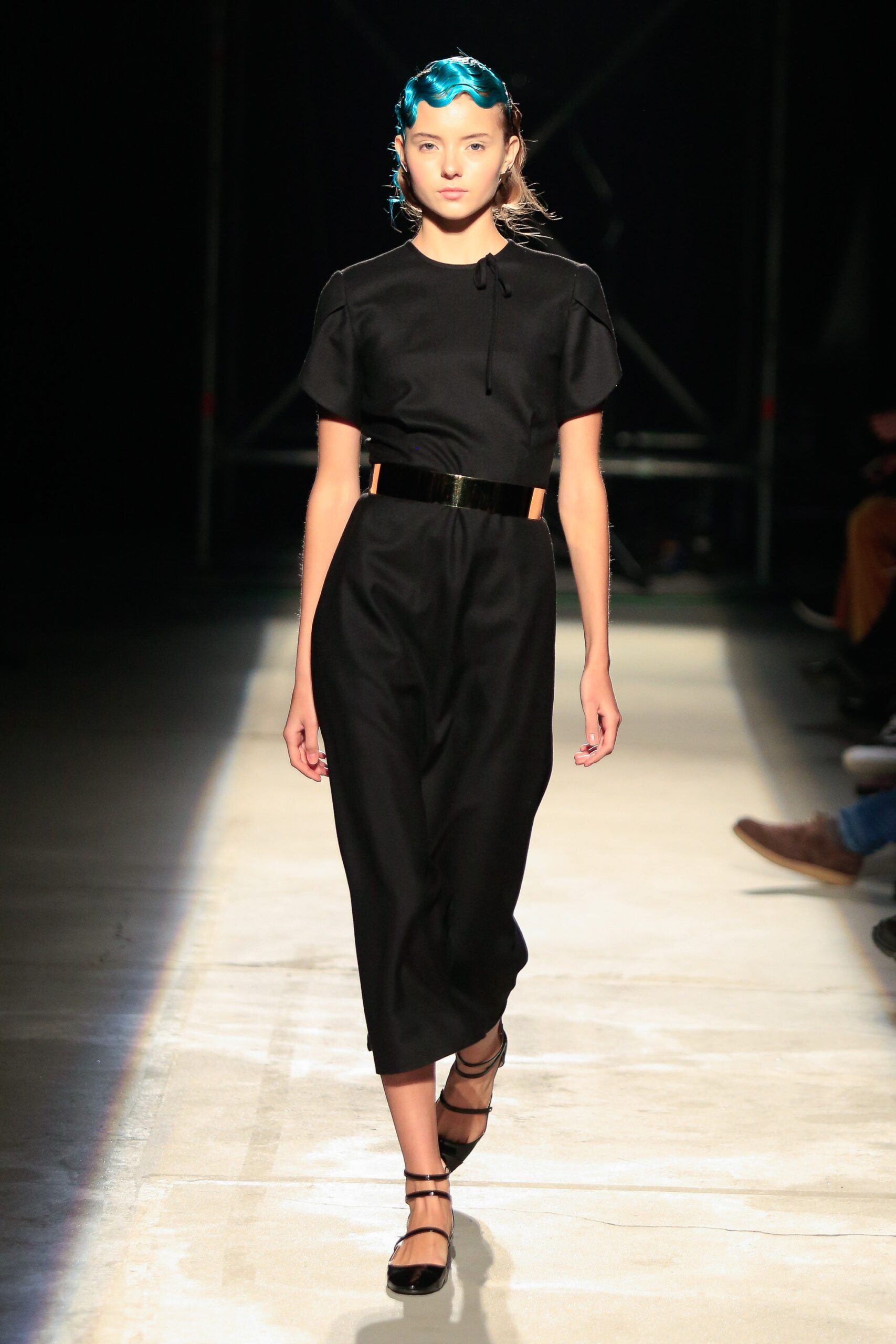 black fitted midi dress