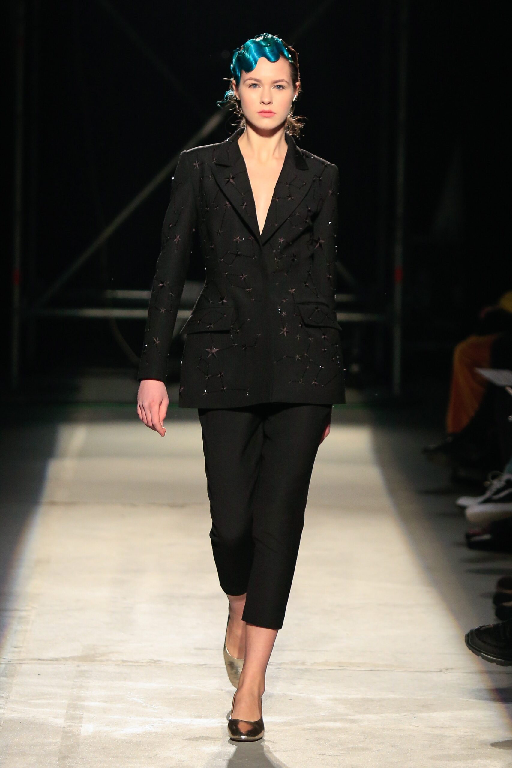 black tailored blazer and pants