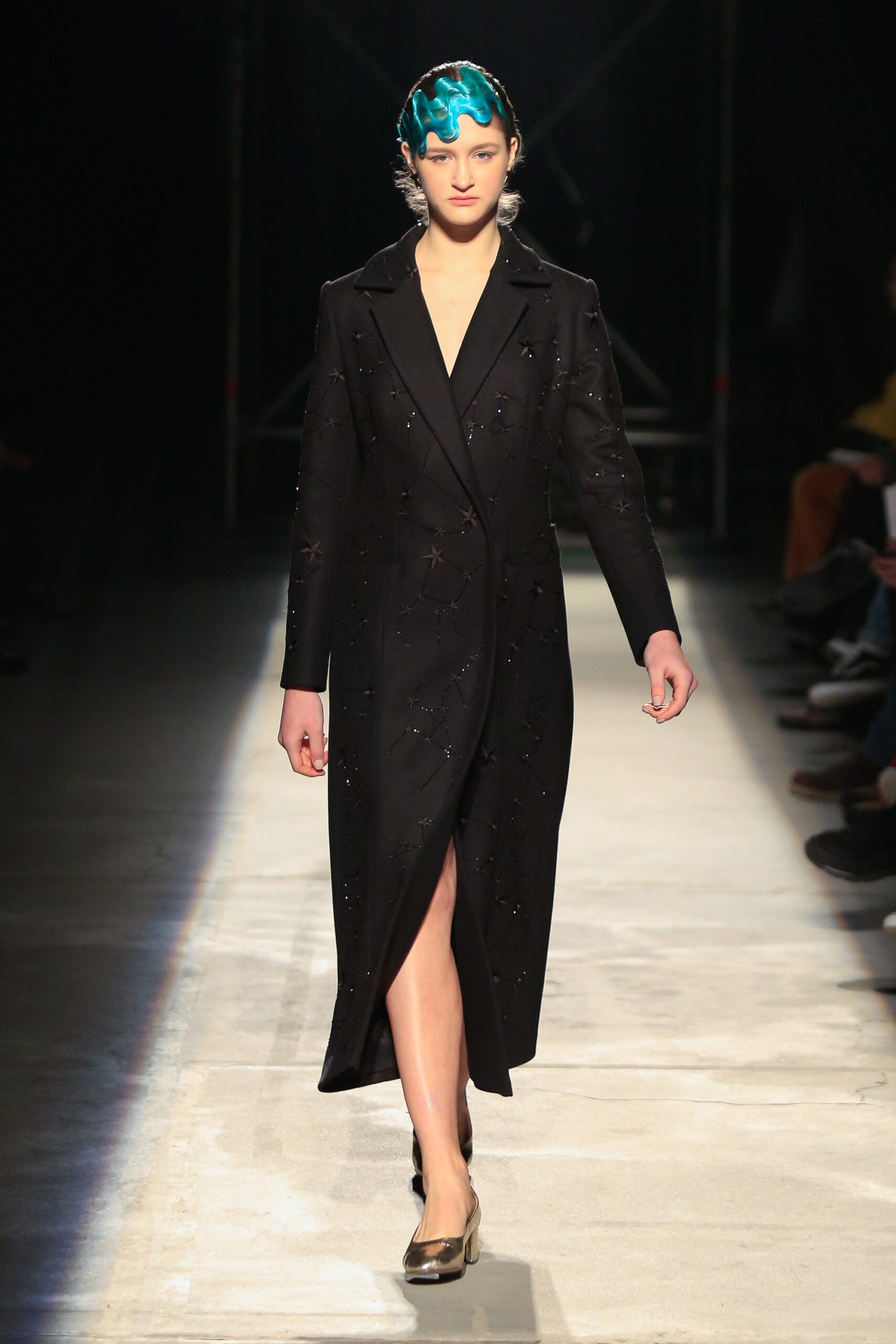 black fitted embroidered coat